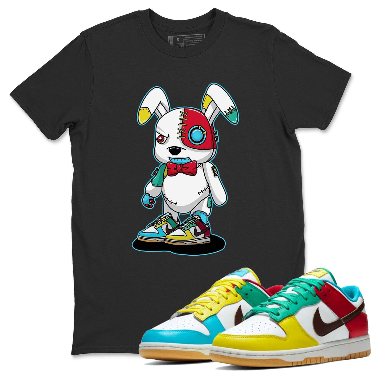 Dunk Free 99 White Sneaker Match Tees Cyborg Bunny Sneaker Tees Dunk Free 99 White Jordan to match sneaker T-Shirt Crew Neck Shirts