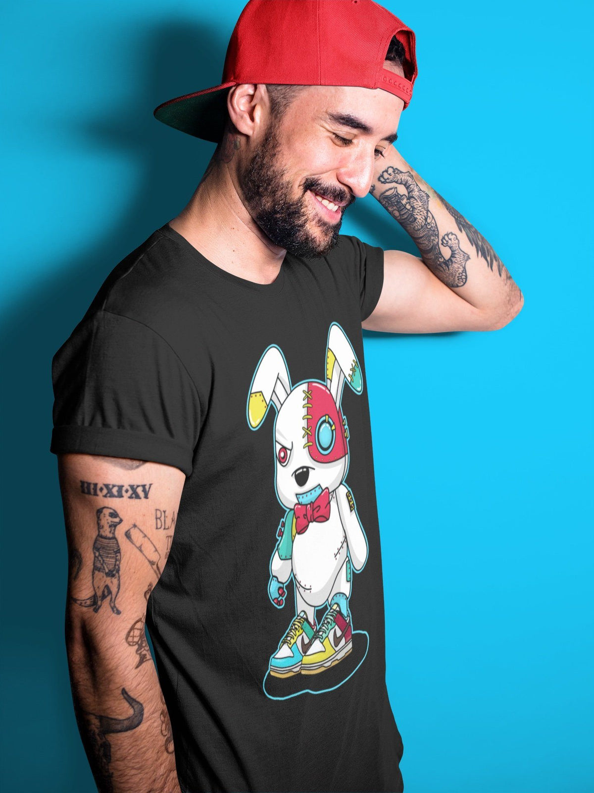 Dunk Free 99 White Sneaker Match Tees Cyborg Bunny Sneaker Tees Dunk Free 99 White Jordan to match sneaker T-Shirt Crew Neck Shirts
