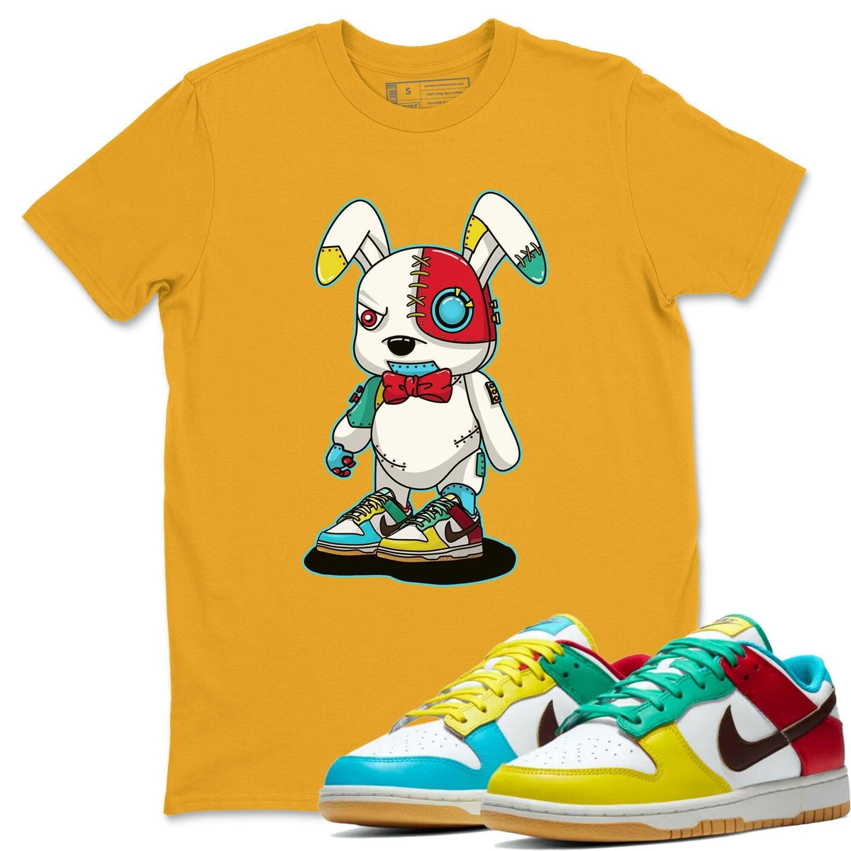 Dunk Free 99 White Sneaker Match Tees Cyborg Bunny Sneaker Tees Dunk Free 99 White Jordan to match sneaker T-Shirt Crew Neck Shirts
