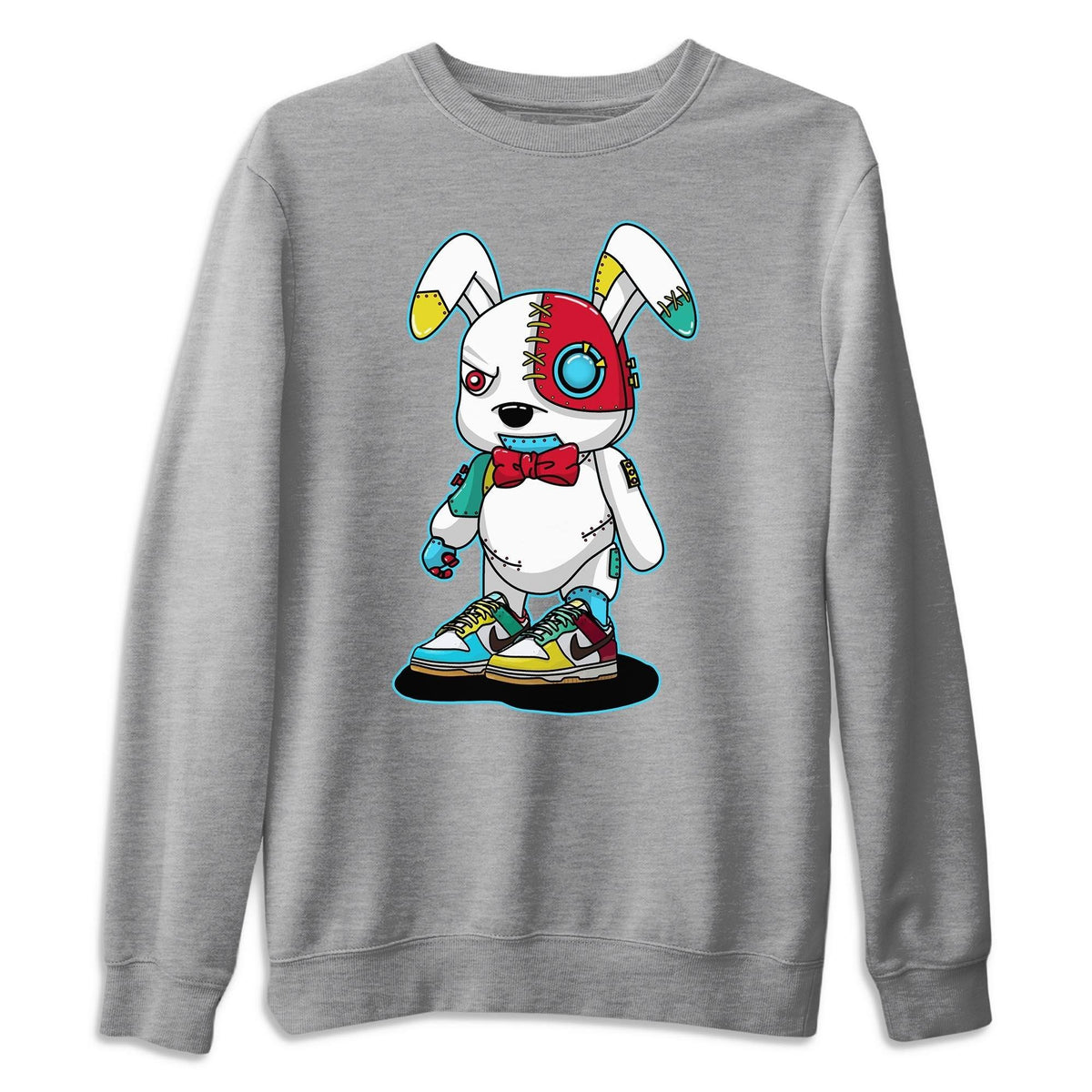Dunk Free 99 White Sneaker Match Tees Cyborg Bunny Sneaker Tees Dunk Free 99 White Jordan to match sneaker T-Shirt Crew Neck Shirts