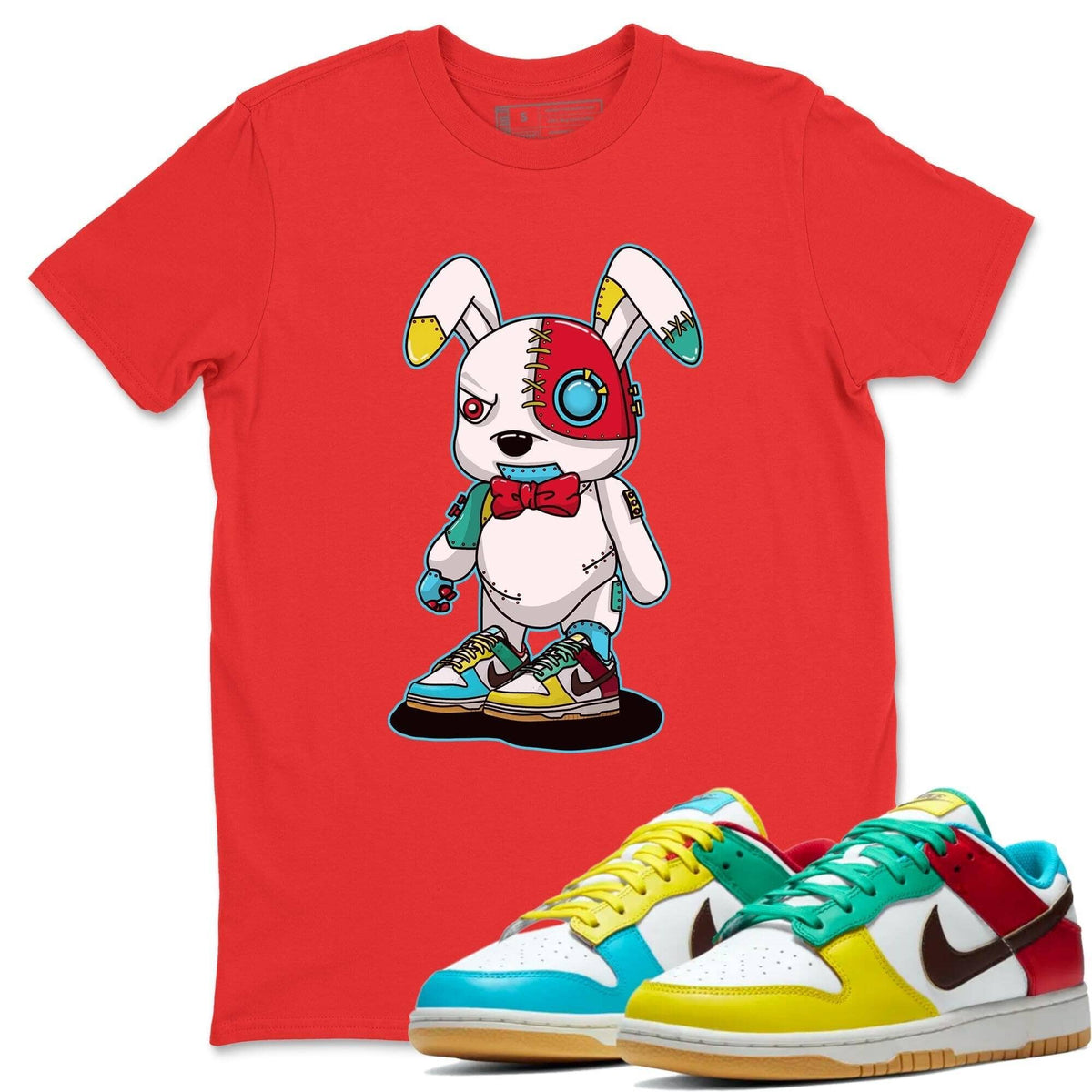 Dunk Free 99 White Sneaker Match Tees Cyborg Bunny Sneaker Tees Dunk Free 99 White Jordan to match sneaker T-Shirt Crew Neck Shirts