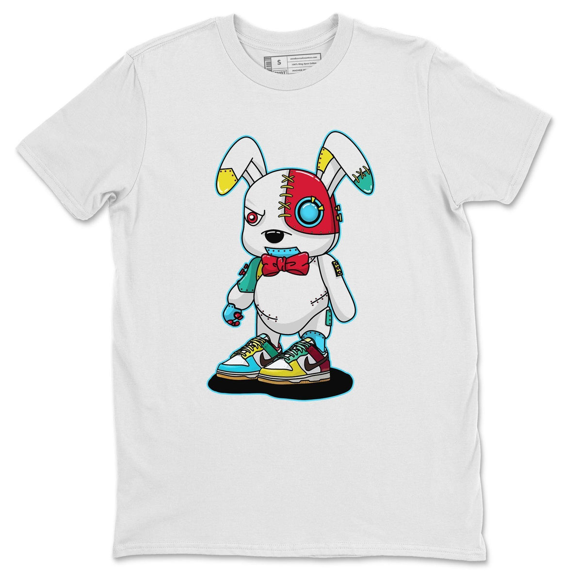 Dunk Free 99 White Sneaker Match Tees Cyborg Bunny Sneaker Tees Dunk Free 99 White Jordan to match sneaker T-Shirt Crew Neck Shirts