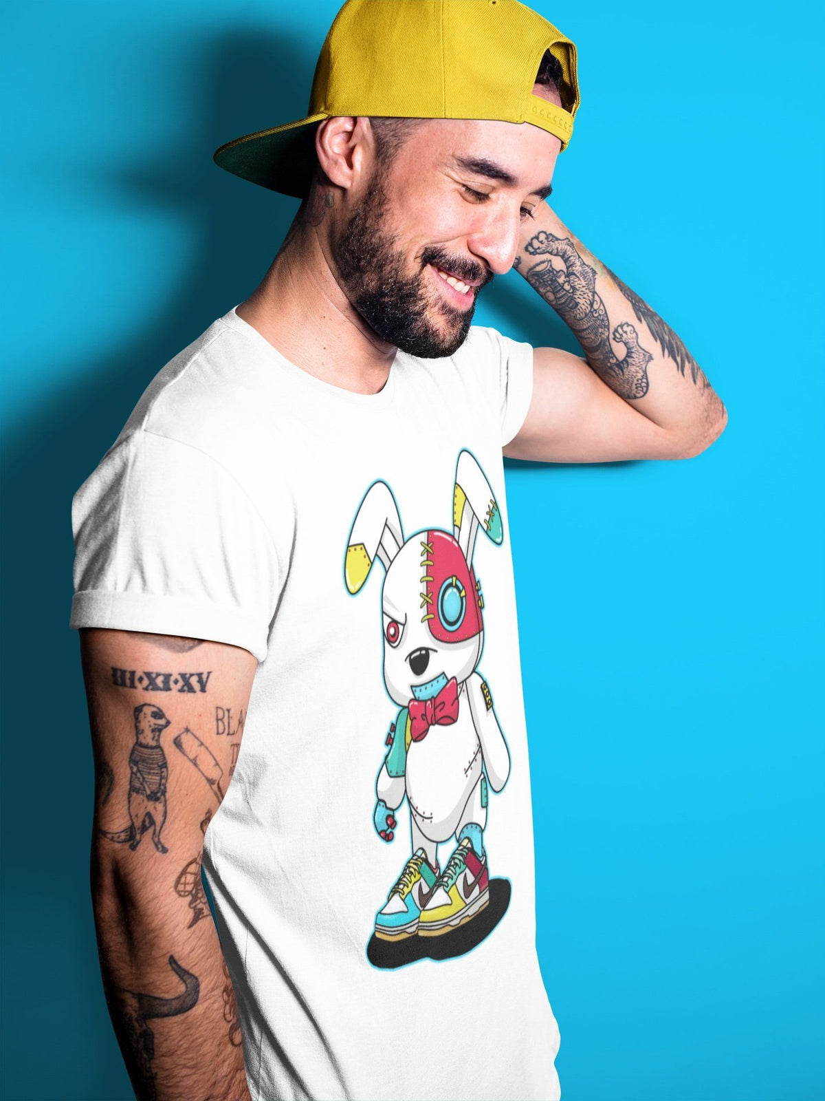 Dunk Free 99 White Sneaker Match Tees Cyborg Bunny Sneaker Tees Dunk Free 99 White Jordan to match sneaker T-Shirt Crew Neck Shirts
