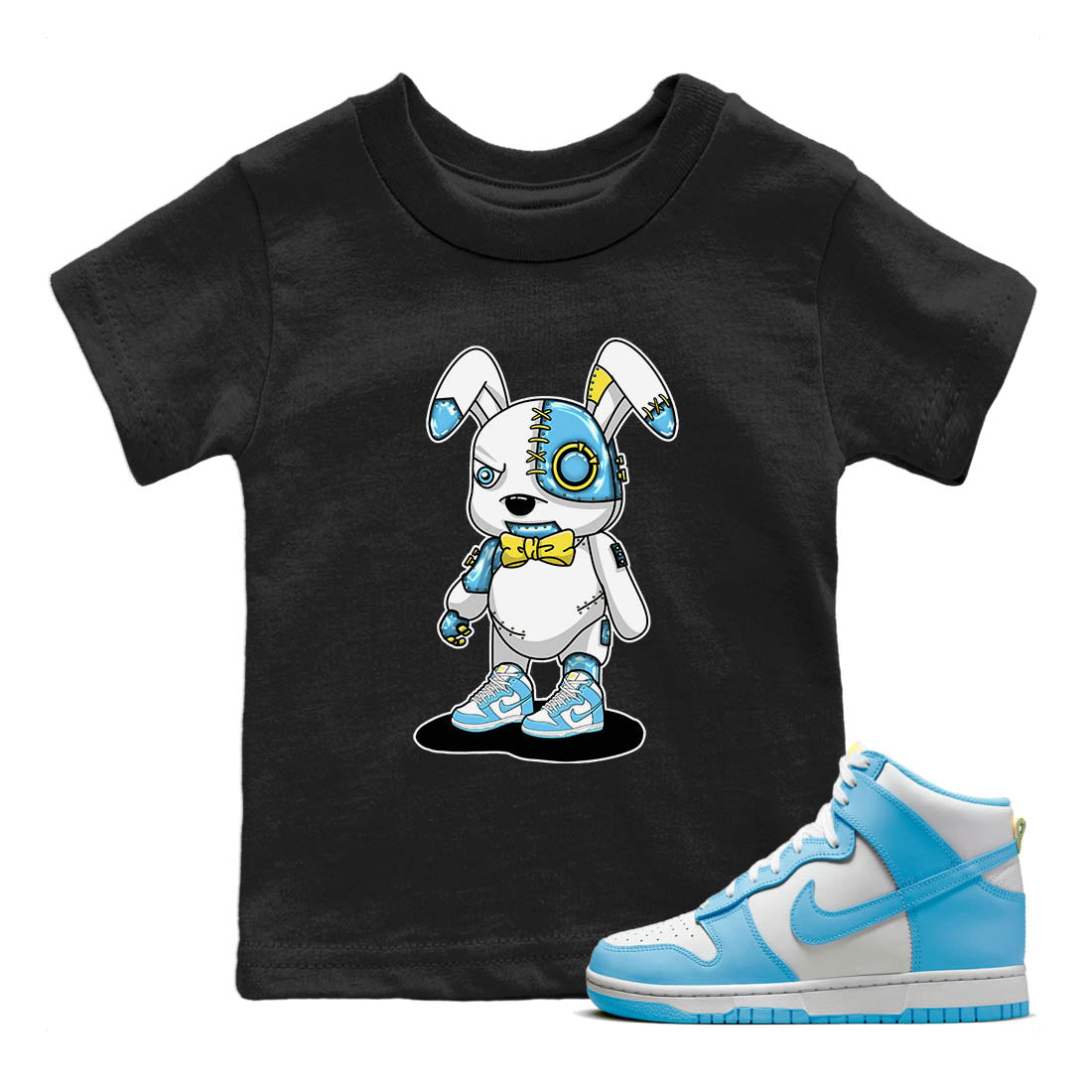 Nike Dunk High Blue Chill Shirt To Match Jordans Cyborg Bunny Sneaker Tees Nike Dunk High Blue Chill Drip Gear Zone Sneaker Matching Clothing Kids Shirts