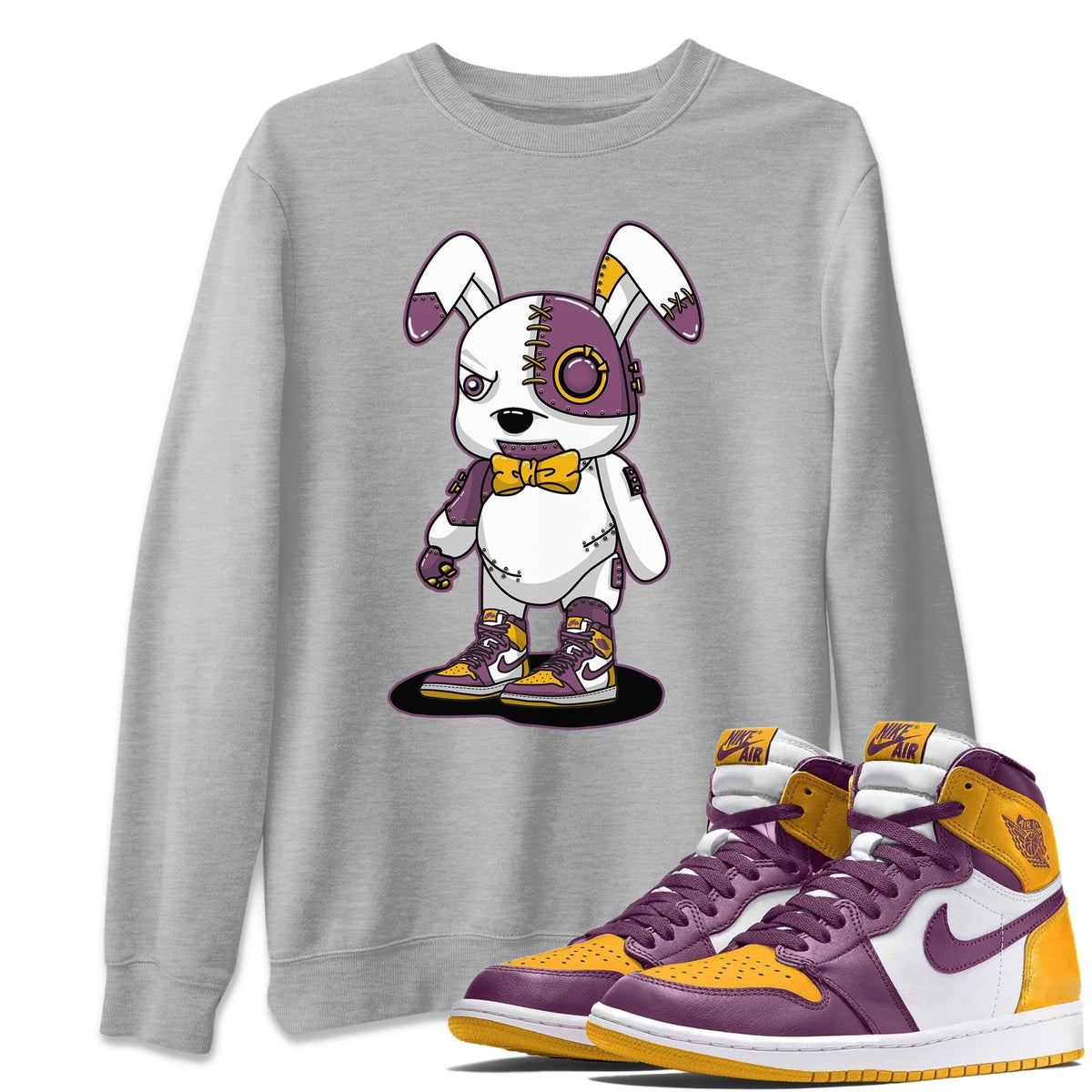Jordan 1 Brotherhood Sneaker Matching T-Shirt Cyborg Bunny Sneaker Tees Jordan 1 Brotherhood Sneaker Release Tees Crew Neck Tees