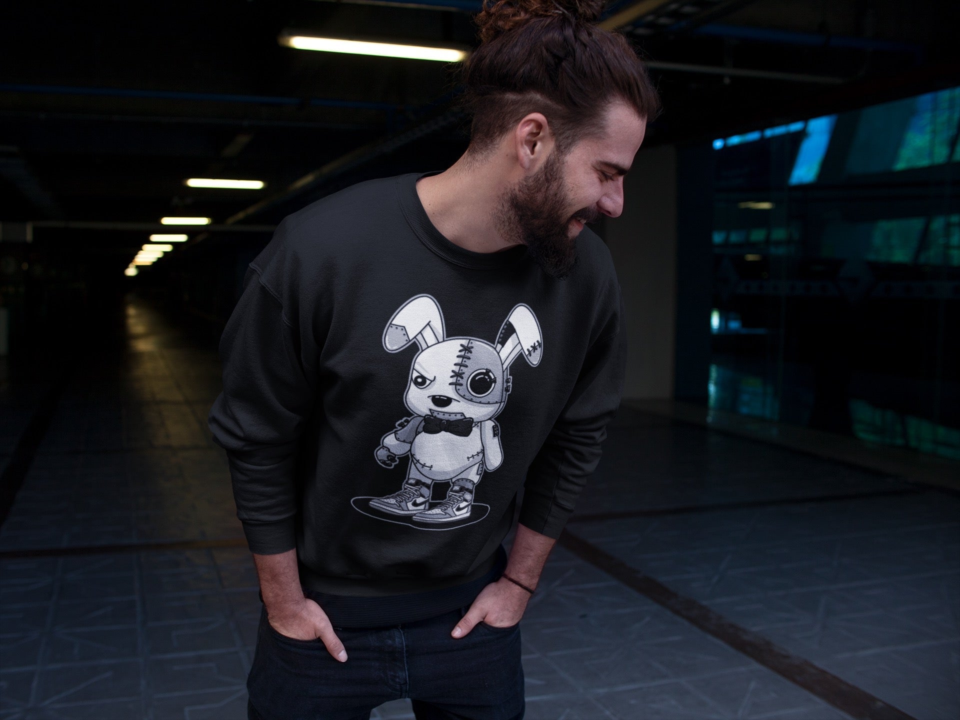 Jordan 1 Light Smoke Grey Sneaker Matching T-Shirt Cyborg Bunny Sneaker Tees Jordan 1 Light Smoke Grey Sneaker Release Tees Crew Neck Tees