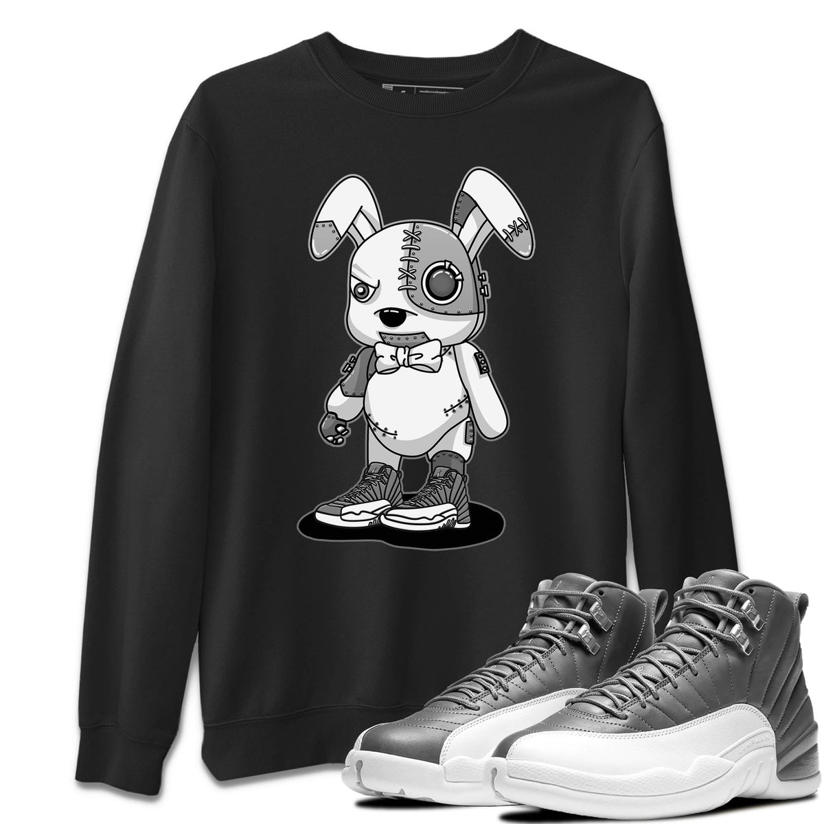 Jordan 12 Stealth Sneaker Matching T-Shirt Cyborg Bunny Sneaker Tees Jordan 12 Stealth Sneaker Release Tees Crew Neck Tees