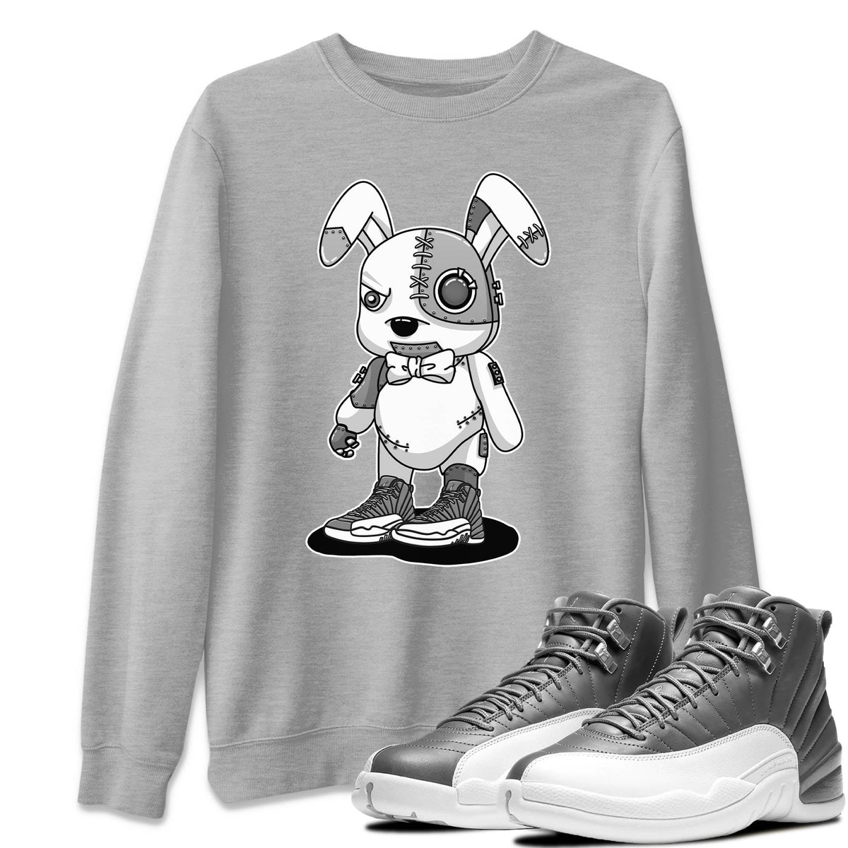 Jordan 12 Stealth Sneaker Matching T-Shirt Cyborg Bunny Sneaker Tees Jordan 12 Stealth Sneaker Release Tees Crew Neck Tees