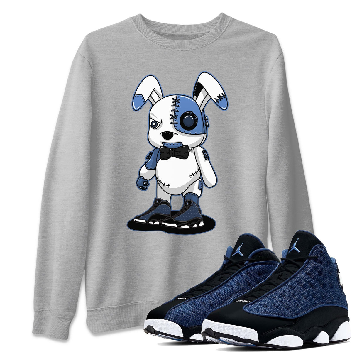 Jordan 13 Brave Blue Sneaker Matching T-Shirt Cyborg Bunny Sneaker Tees Jordan 13 Brave Blue Sneaker Release Tees Crew Neck Tees