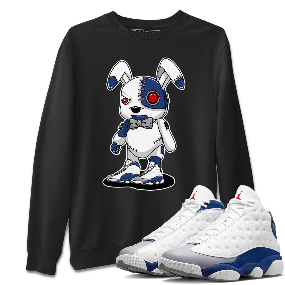 Jordan 13 French Blue Sneaker Matching T-Shirt Cyborg Bunny Sneaker Tees Jordan 13 French Blue Sneaker Release Tees Crew Neck Tees