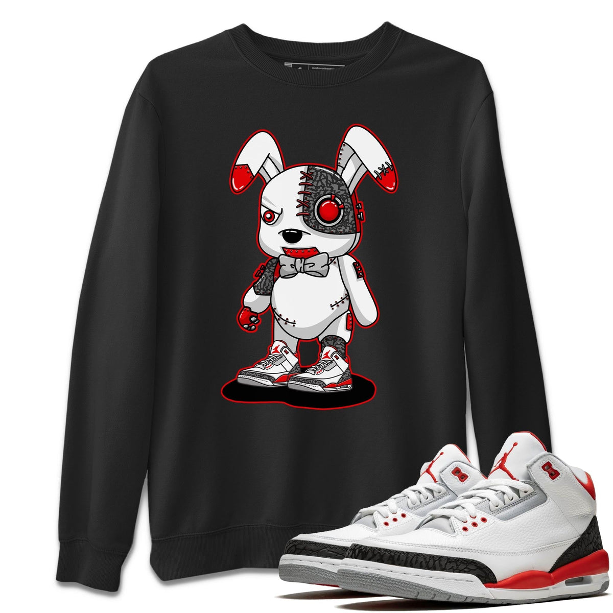 Jordan 3 Fire Red Sneaker Matching T-Shirt Cyborg Bunny Sneaker Tees Jordan 3 Fire Red Sneaker Release Tees Crew Neck Tees