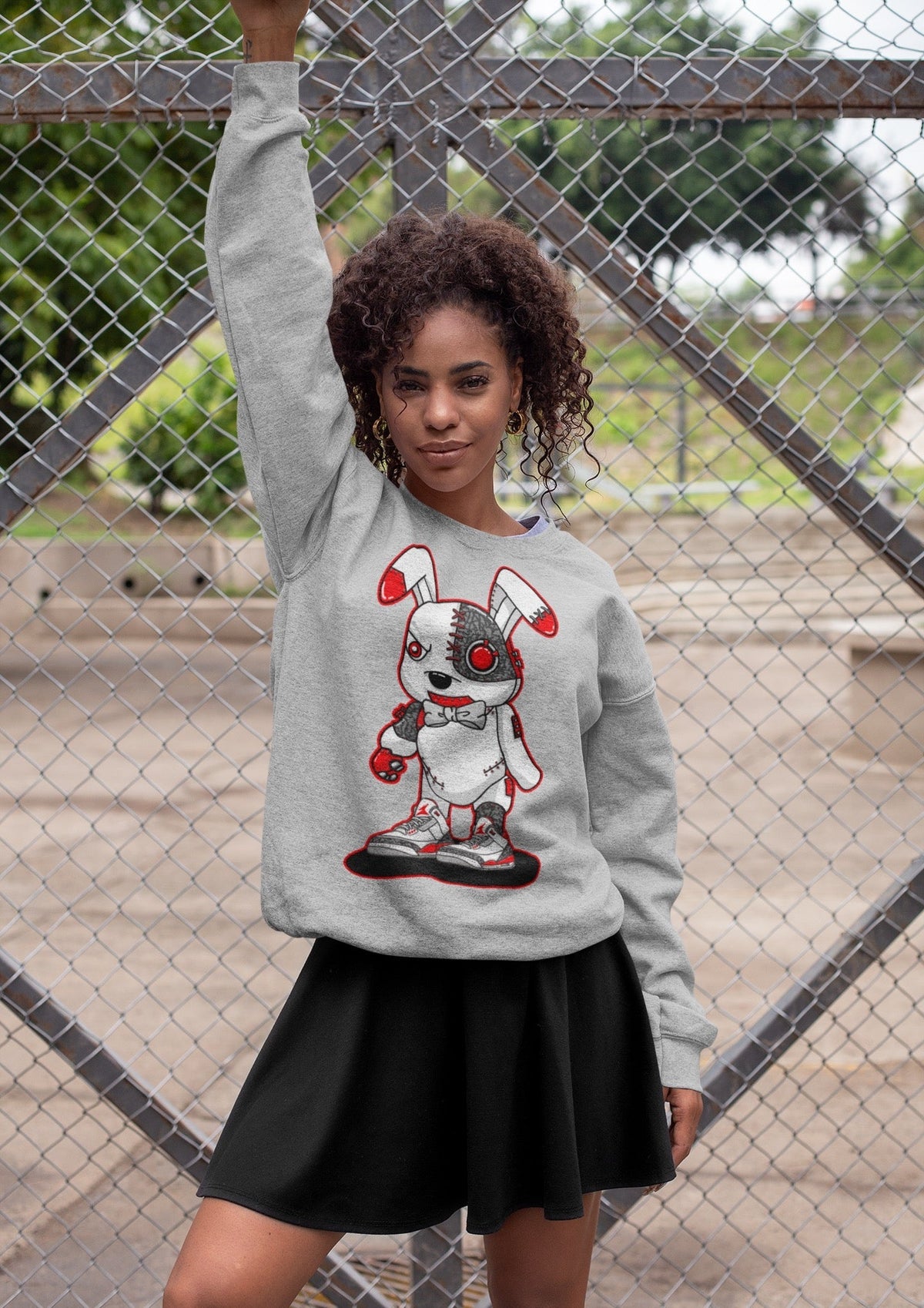 Jordan 3 Fire Red Sneaker Matching T-Shirt Cyborg Bunny Sneaker Tees Jordan 3 Fire Red Sneaker Release Tees Crew Neck Tees
