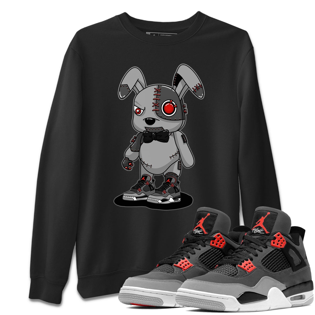 Jordan 4 Infrared Sneaker Matching T-Shirt Cyborg Bunny Sneaker Tees Jordan 4 Infrared Sneaker Release Tees Crew Neck Tees