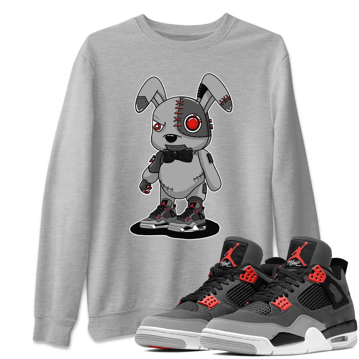 Jordan 4 Infrared Sneaker Matching T-Shirt Cyborg Bunny Sneaker Tees Jordan 4 Infrared Sneaker Release Tees Crew Neck Tees