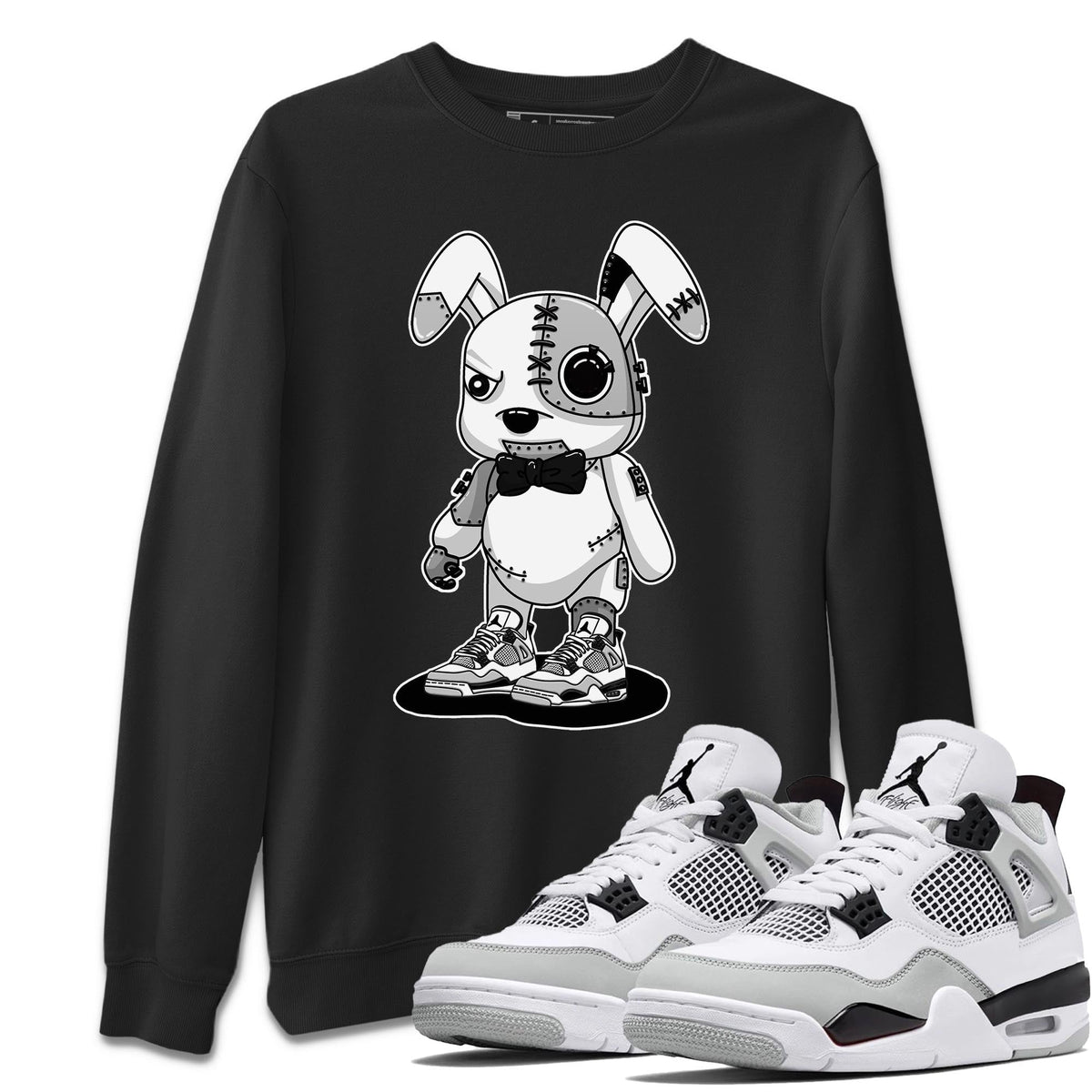 Jordan 4 Military Black Sneaker Matching T-Shirt Cyborg Bunny Sneaker Tees Jordan 4 Military Black Sneaker Release Tees Crew Neck Tees