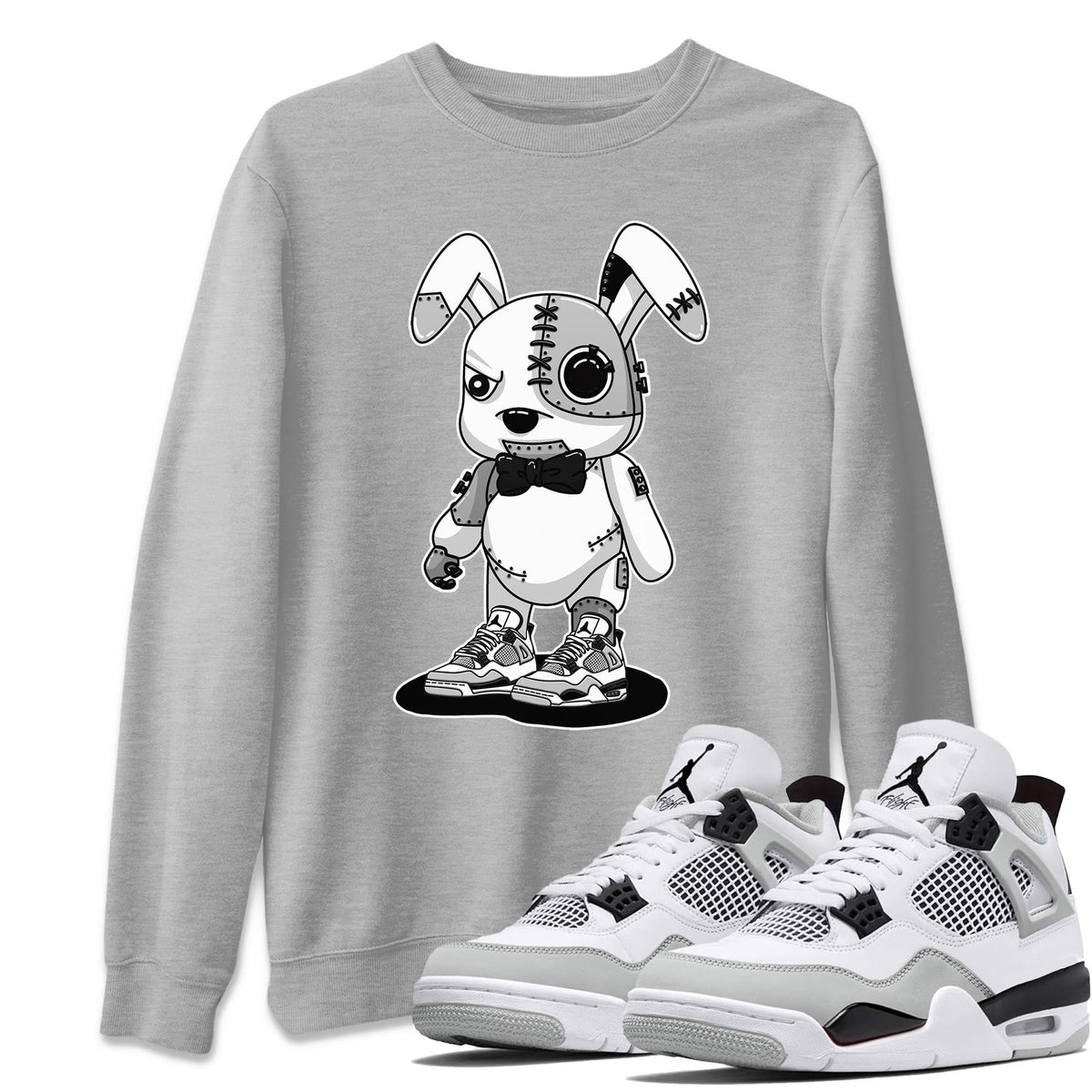 Jordan 4 Military Black Sneaker Matching T-Shirt Cyborg Bunny Sneaker Tees Jordan 4 Military Black Sneaker Release Tees Crew Neck Tees