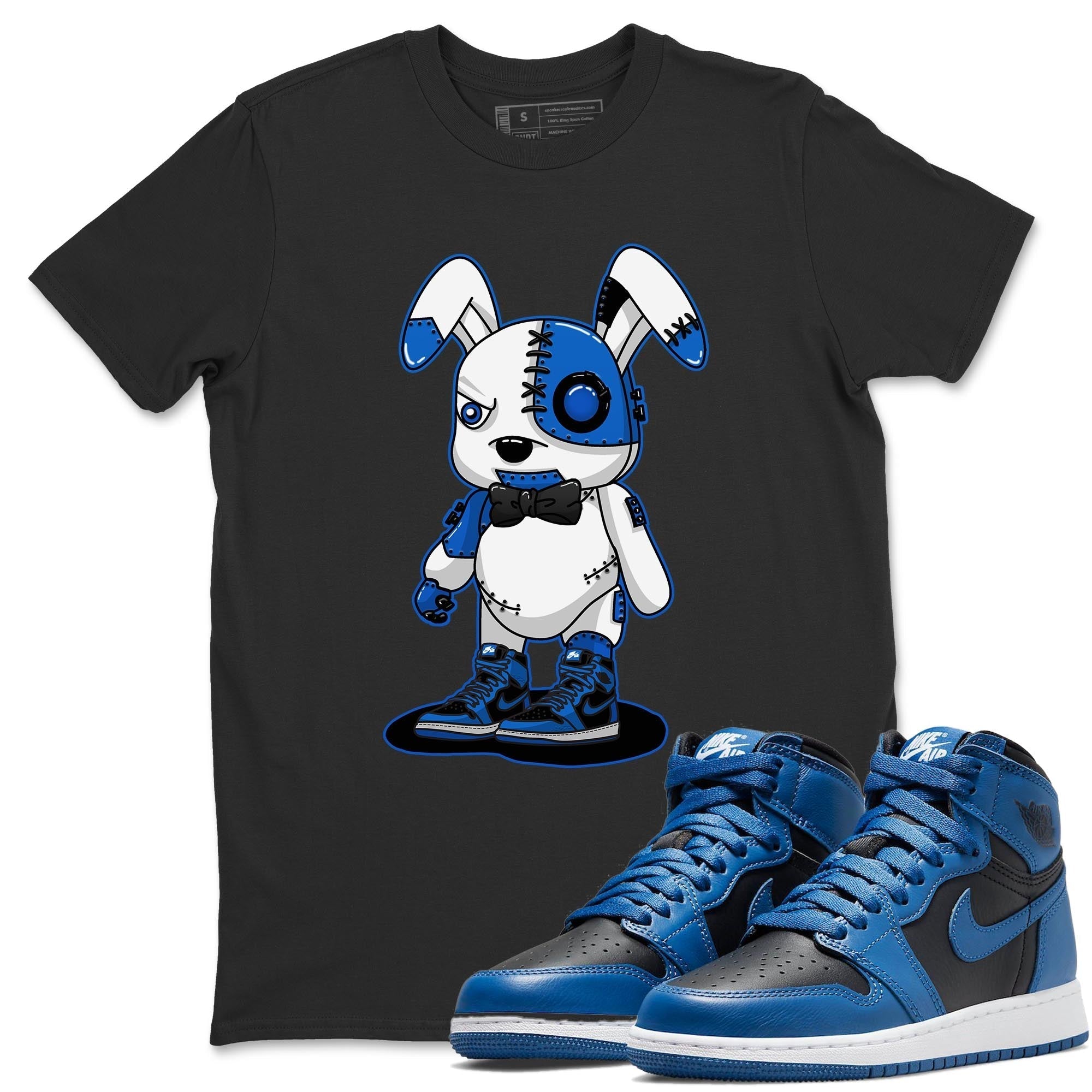 Jordan 1 Dark Marina Blue Sneaker Matching T-Shirt Cyborg Bunny Sneaker Tees Jordan 1 Dark Marina Blue Sneaker Release Tees Crew Neck Tees