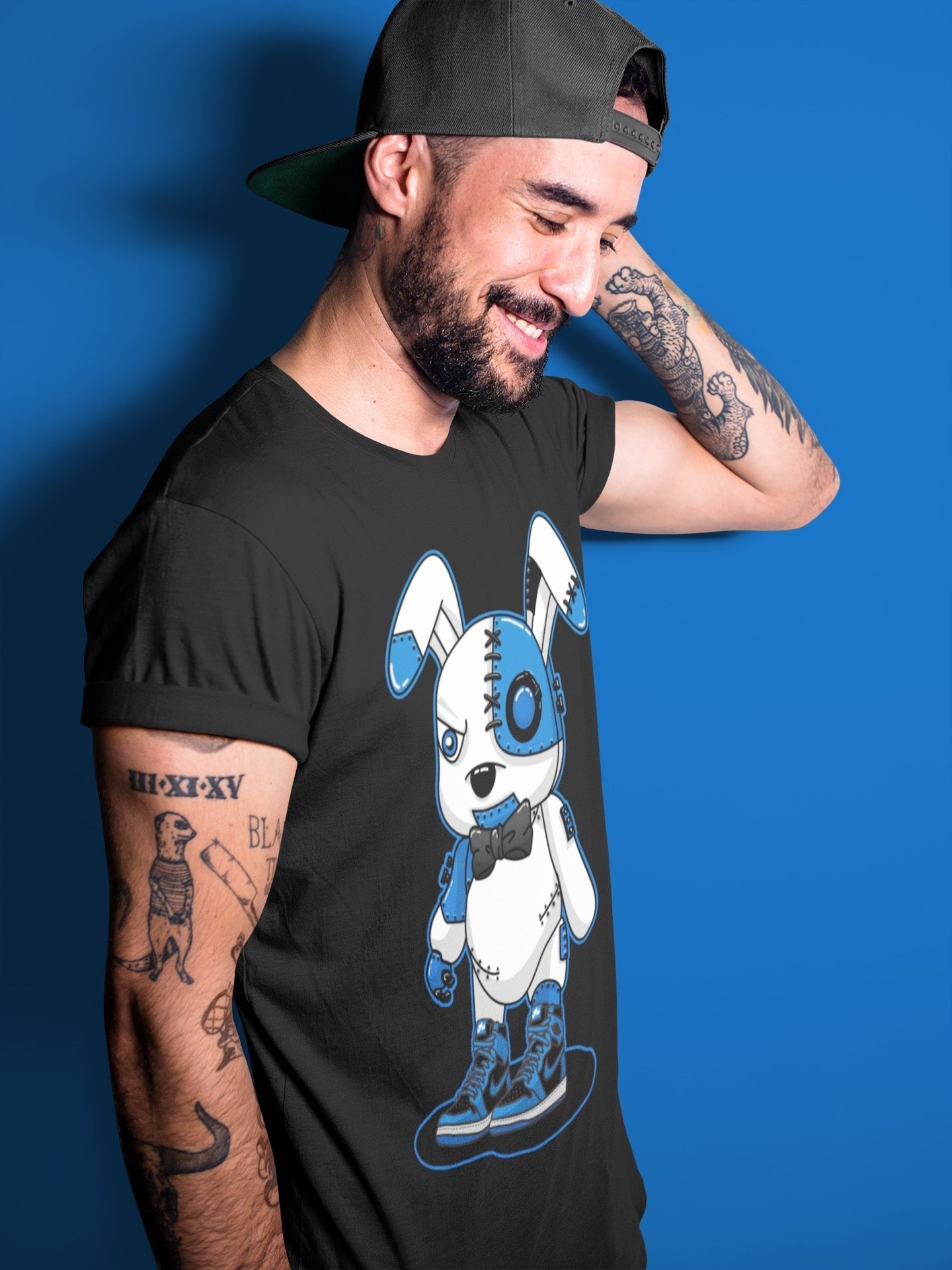 Jordan 1 Dark Marina Blue Sneaker Matching T-Shirt Cyborg Bunny Sneaker Tees Jordan 1 Dark Marina Blue Sneaker Release Tees Crew Neck Tees