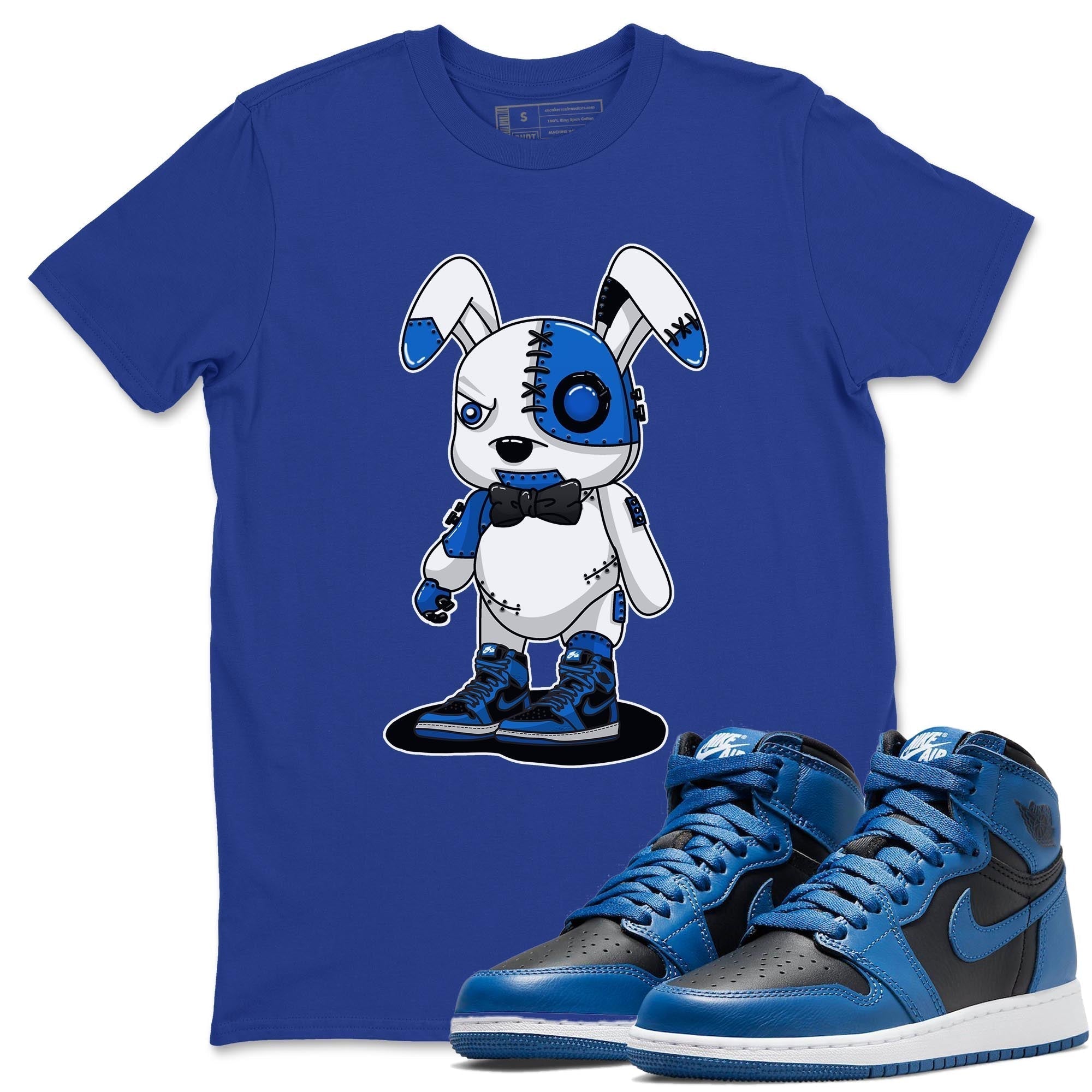 Jordan 1 Dark Marina Blue Sneaker Matching T-Shirt Cyborg Bunny Sneaker Tees Jordan 1 Dark Marina Blue Sneaker Release Tees Crew Neck Tees