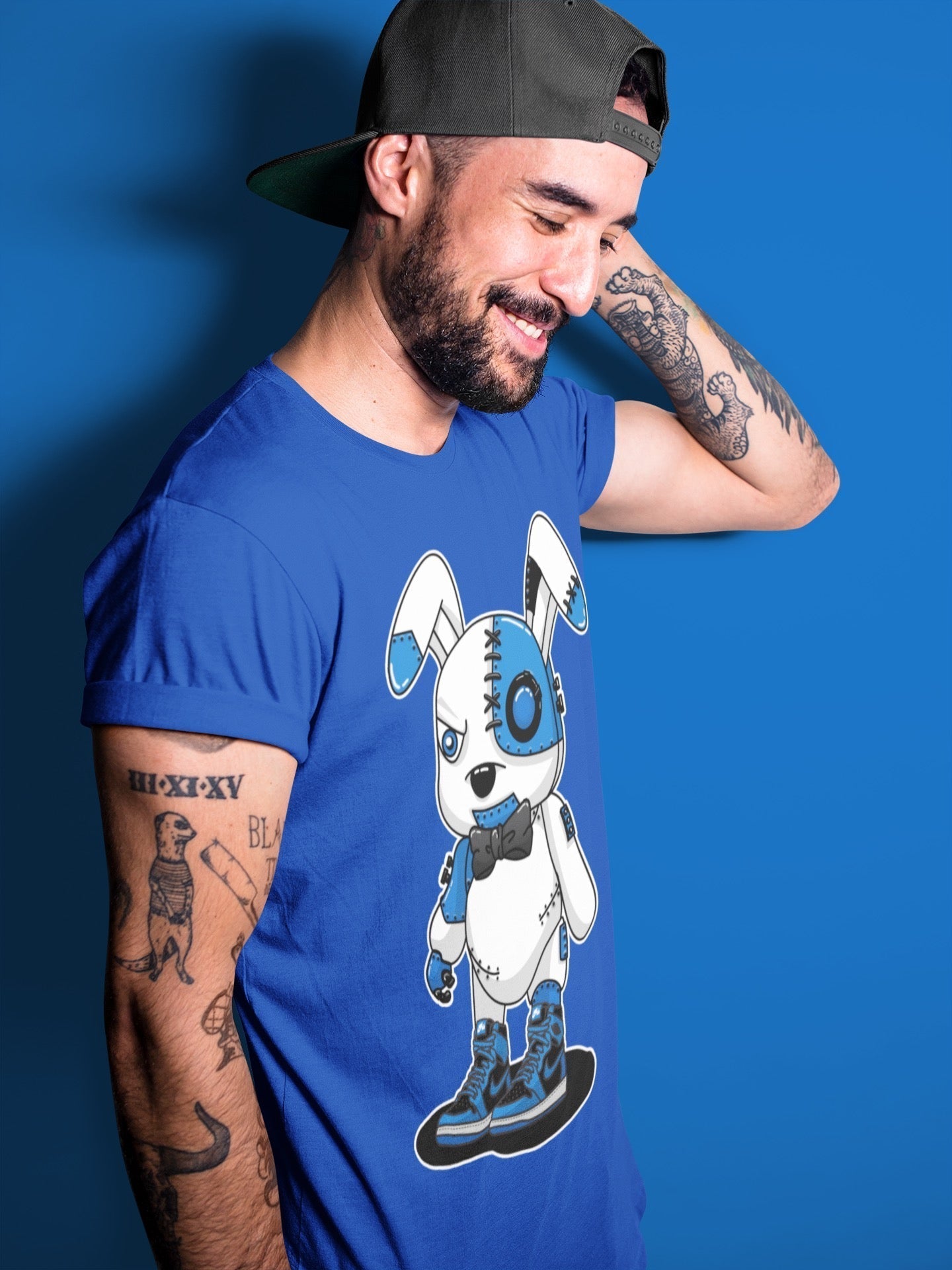 Jordan 1 Dark Marina Blue Sneaker Matching T-Shirt Cyborg Bunny Sneaker Tees Jordan 1 Dark Marina Blue Sneaker Release Tees Crew Neck Tees