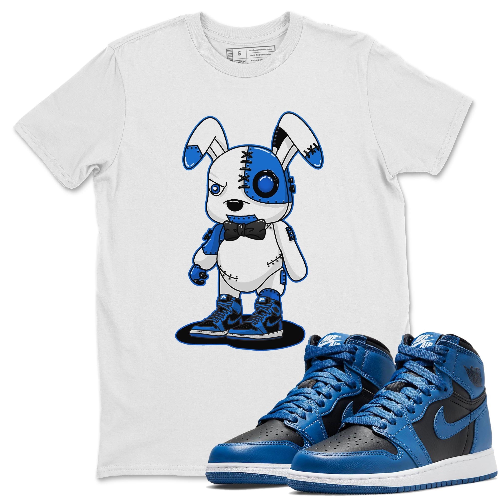 Jordan 1 Dark Marina Blue Sneaker Matching T-Shirt Cyborg Bunny Sneaker Tees Jordan 1 Dark Marina Blue Sneaker Release Tees Crew Neck Tees