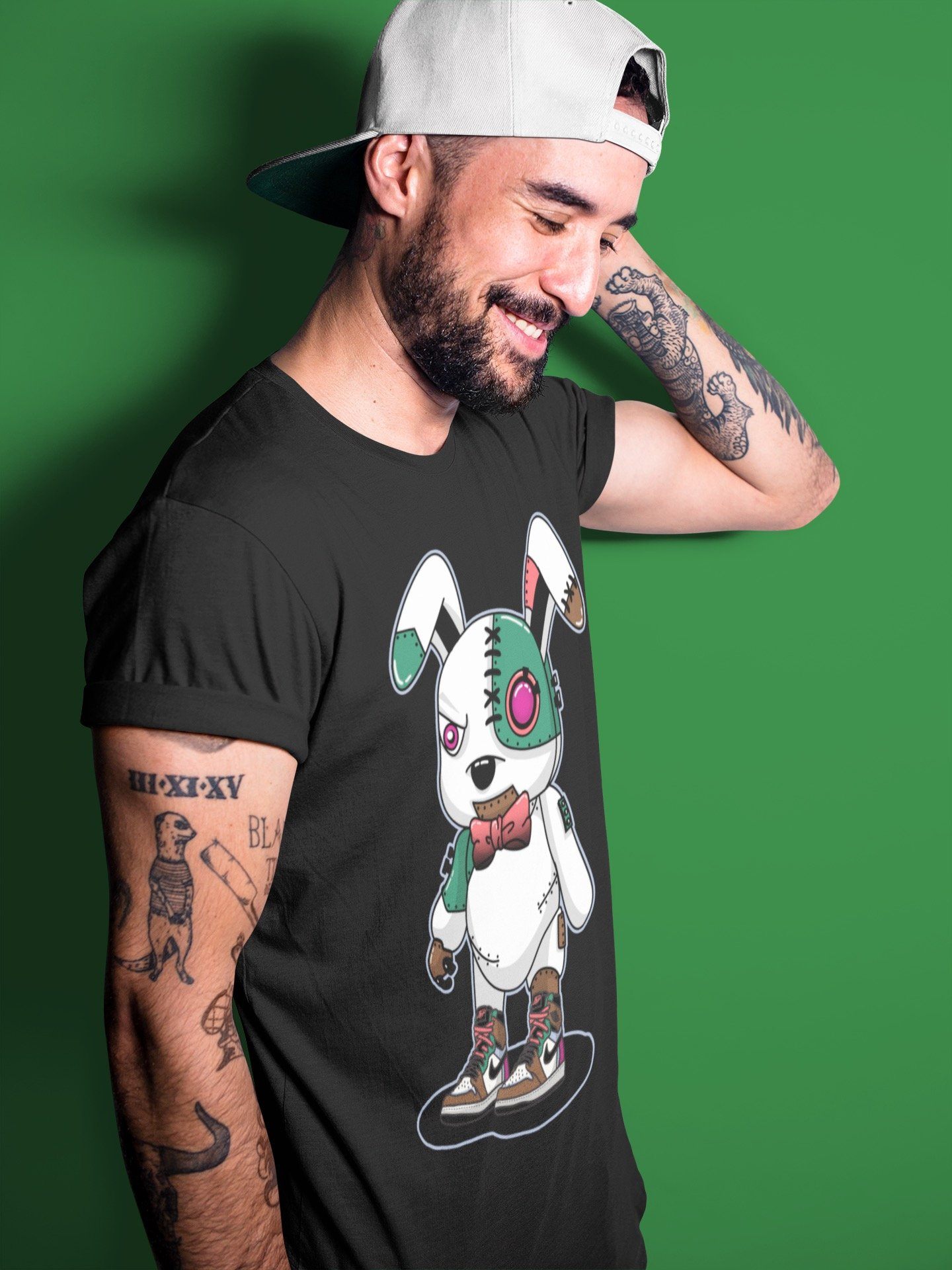 Jordan 1 Hand Crafted Sneaker Matching T-Shirt Cyborg Bunny Sneaker Tees Jordan 1 Hand Crafted Sneaker Release Tees Crew Neck Tees