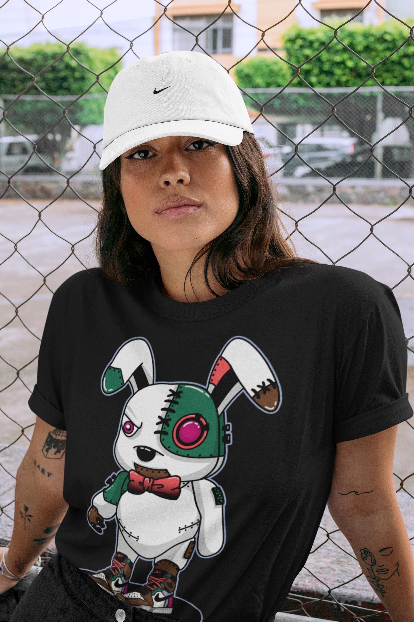 Jordan 1 Hand Crafted Sneaker Matching T-Shirt Cyborg Bunny Sneaker Tees Jordan 1 Hand Crafted Sneaker Release Tees Crew Neck Tees
