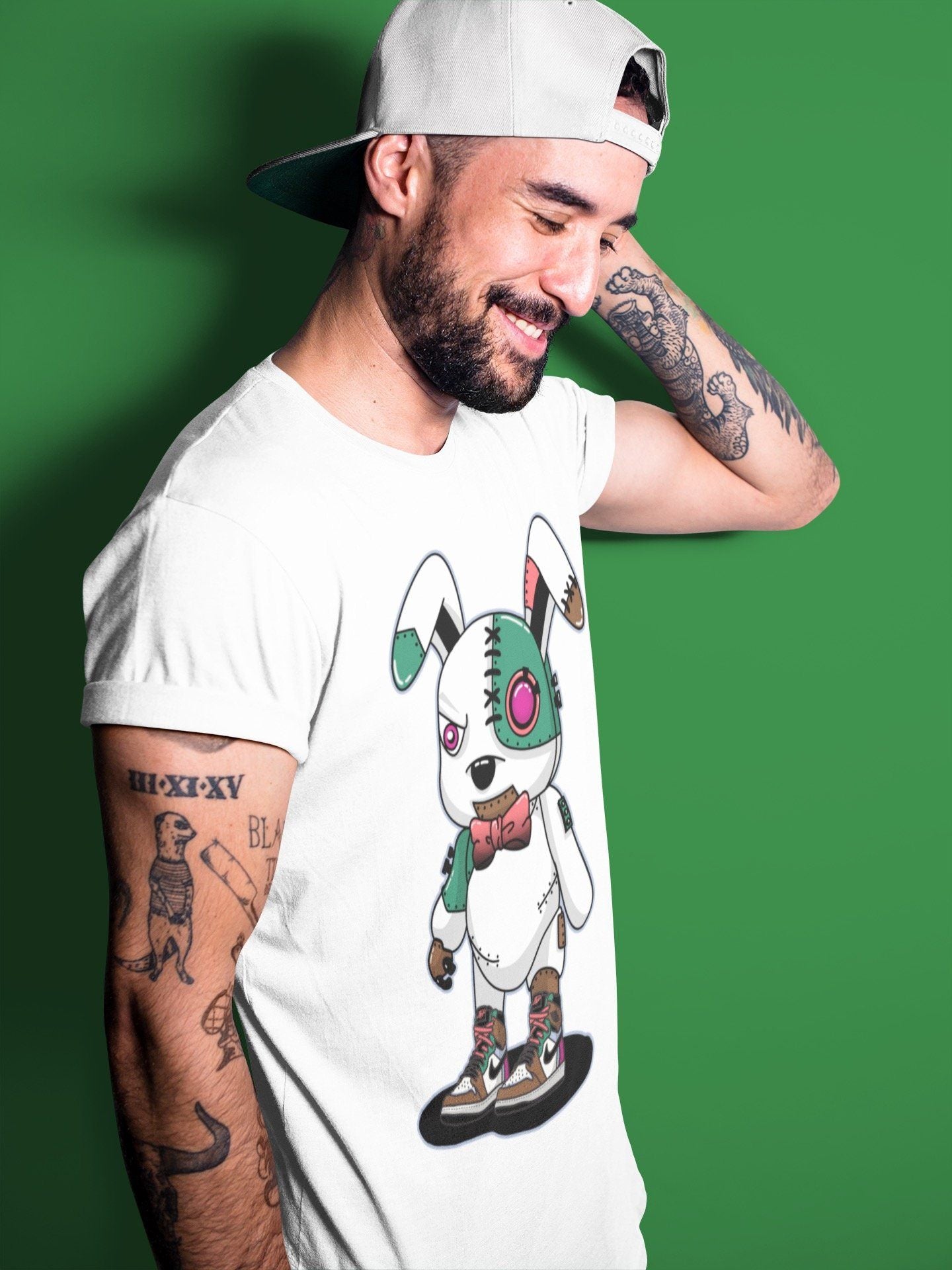 Jordan 1 Hand Crafted Sneaker Matching T-Shirt Cyborg Bunny Sneaker Tees Jordan 1 Hand Crafted Sneaker Release Tees Crew Neck Tees