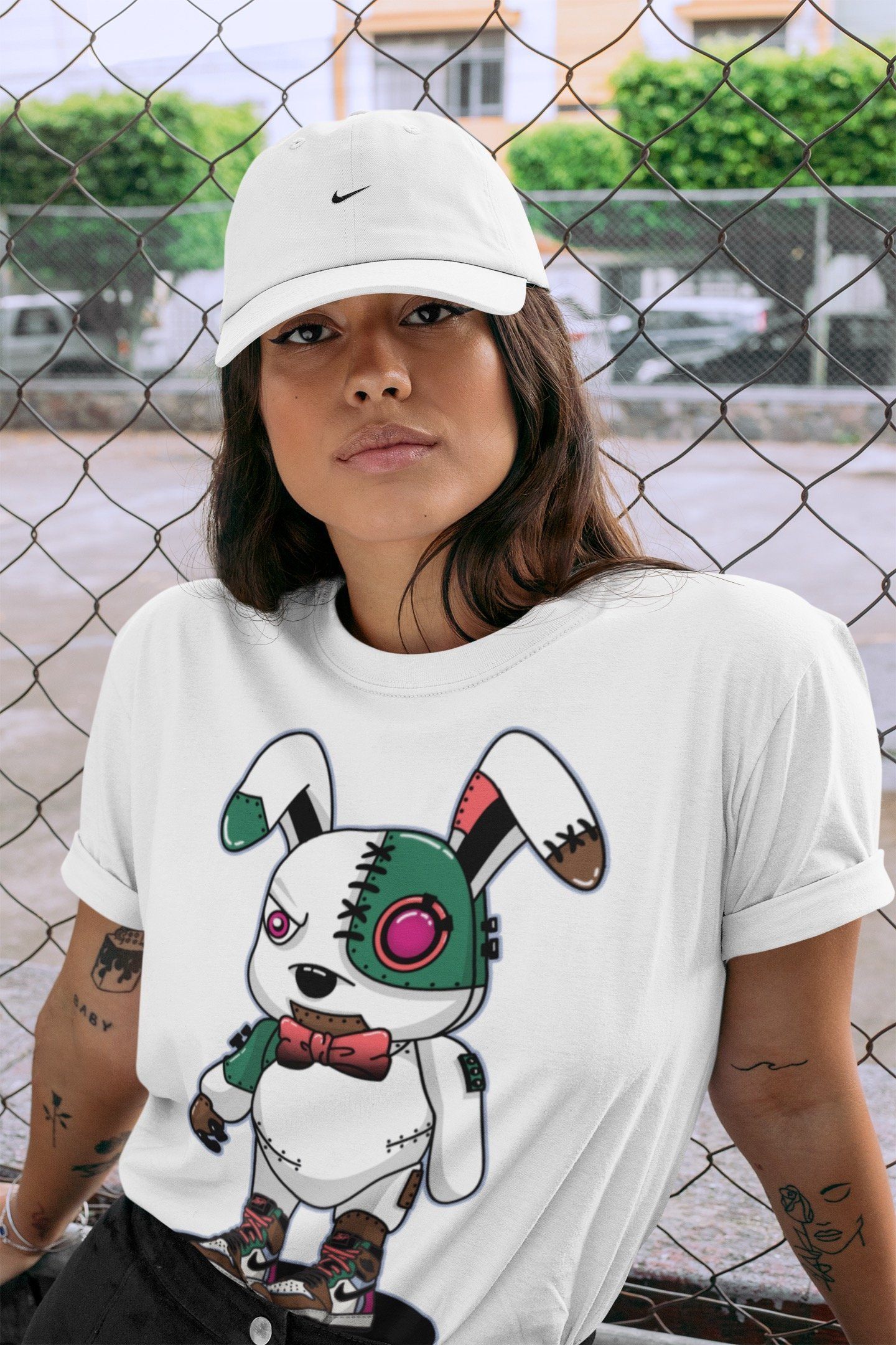 Jordan 1 Hand Crafted Sneaker Matching T-Shirt Cyborg Bunny Sneaker Tees Jordan 1 Hand Crafted Sneaker Release Tees Crew Neck Tees