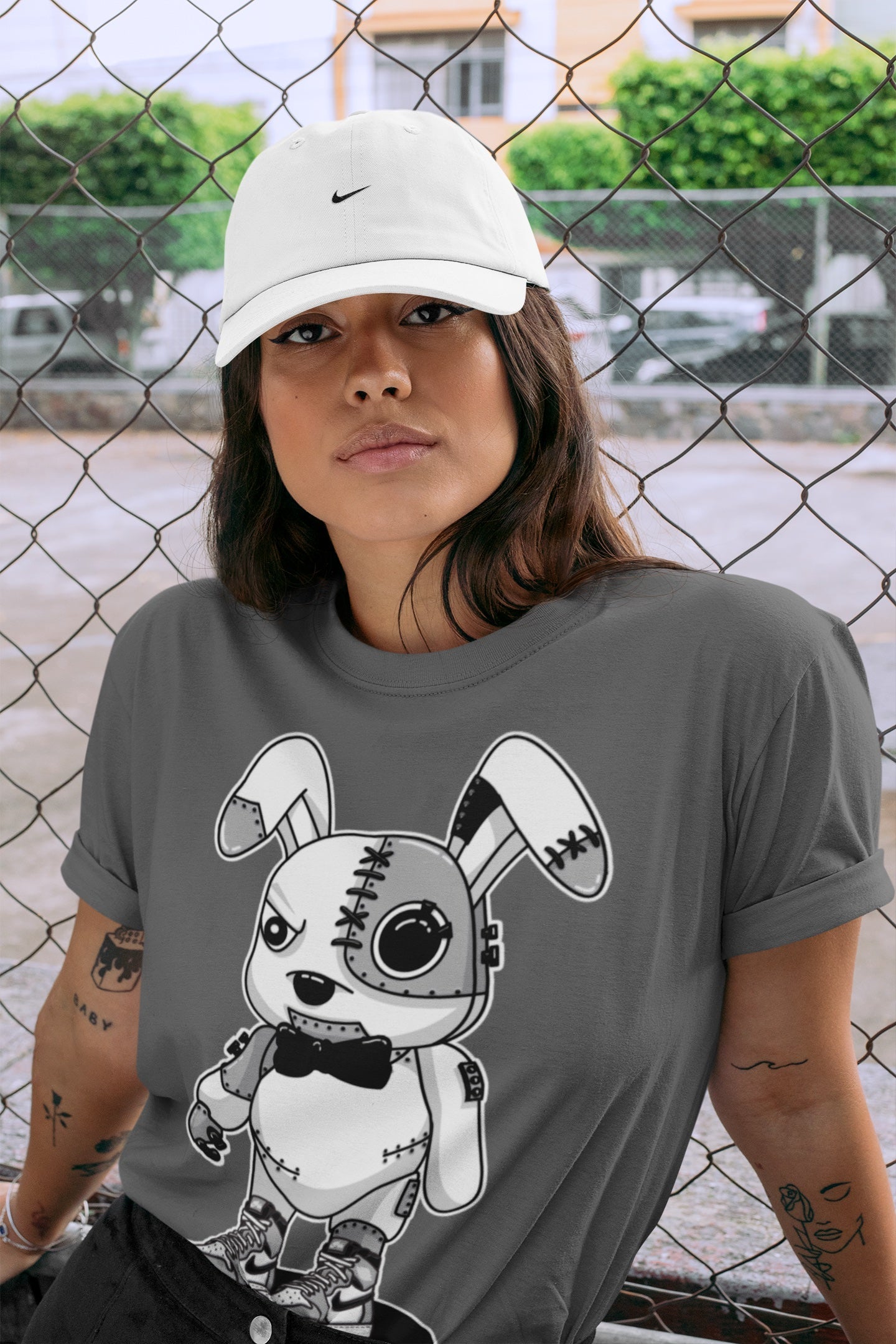 Jordan 1 Light Smoke Grey Sneaker Matching T-Shirt Cyborg Bunny Sneaker Tees Jordan 1 Light Smoke Grey Sneaker Release Tees Crew Neck Tees
