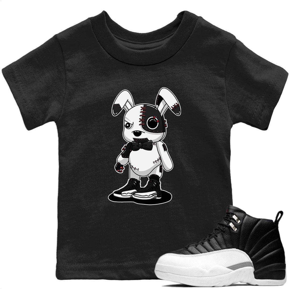 Jordan 12 Playoffs Sneaker Matching T-Shirt Cyborg Bunny Sneaker Tees Jordan 12 Playoffs Sneaker Release Tees Kids Shirts