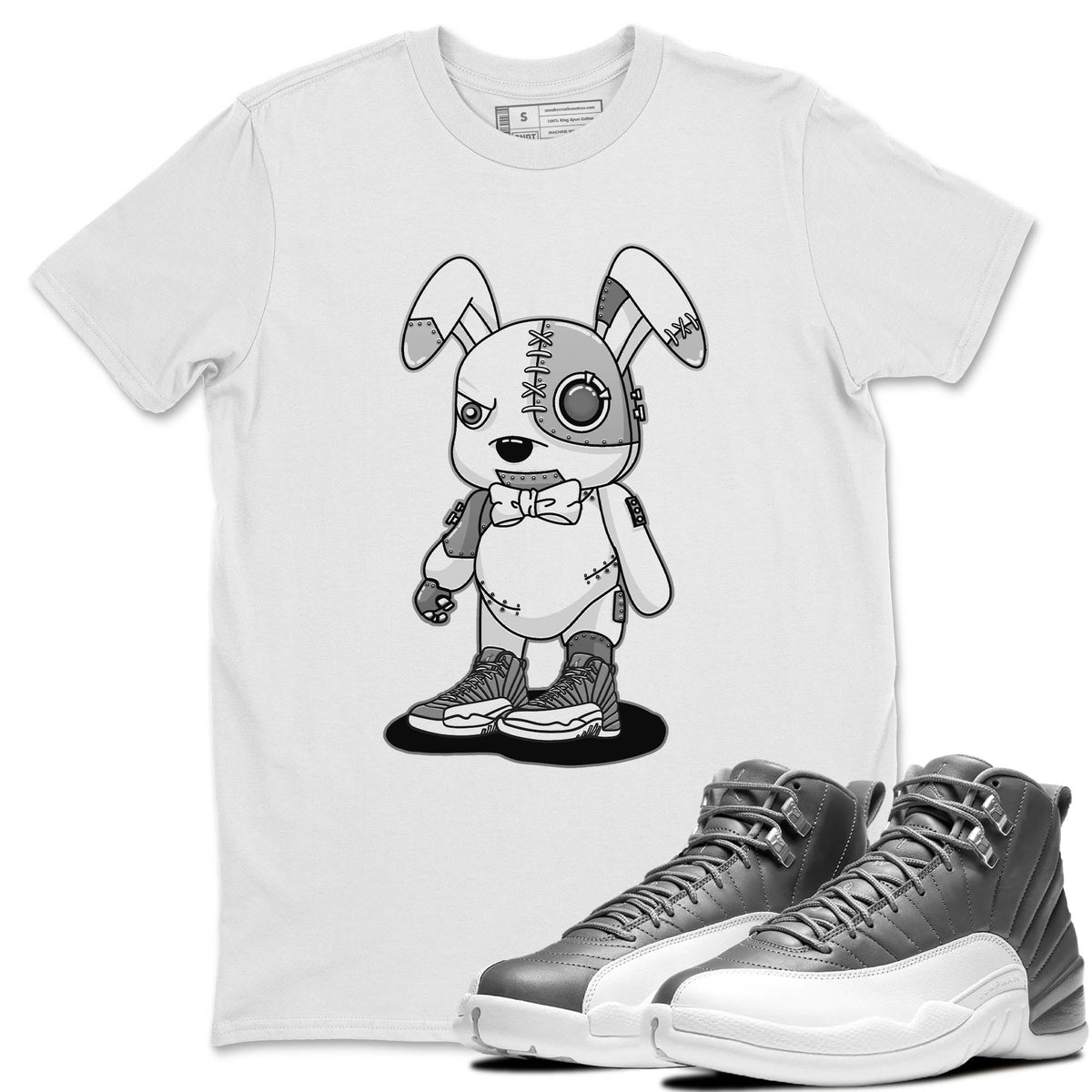 Jordan 12 Stealth Sneaker Matching T-Shirt Cyborg Bunny Sneaker Tees Jordan 12 Stealth Sneaker Release Tees Crew Neck Tees