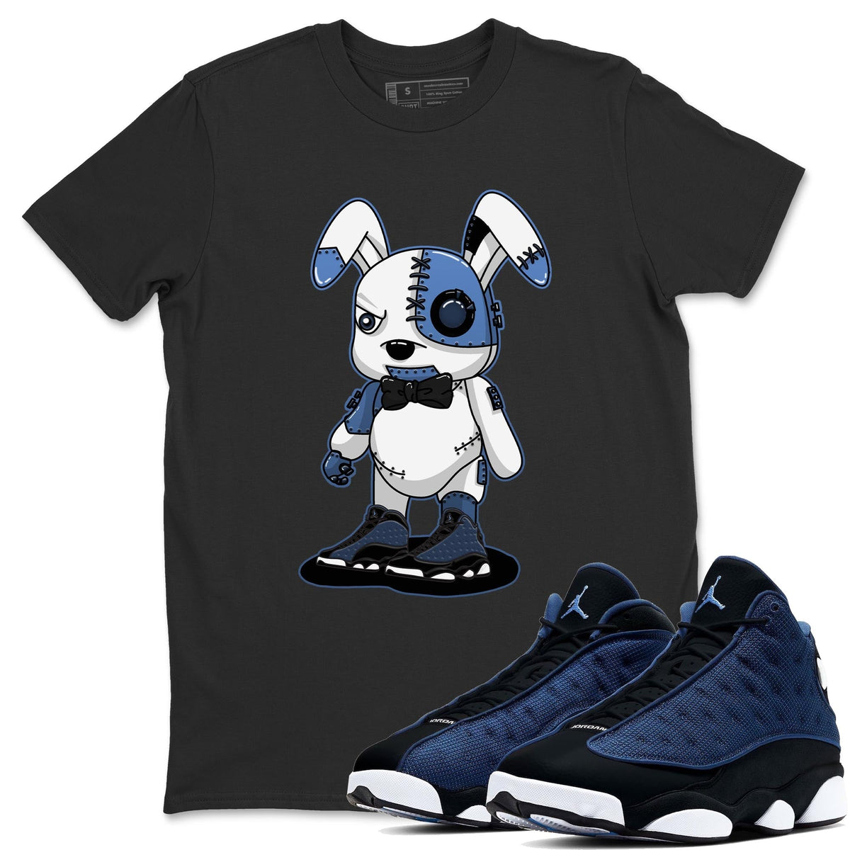 Jordan 13 Brave Blue Sneaker Matching T-Shirt Cyborg Bunny Sneaker Tees Jordan 13 Brave Blue Sneaker Release Tees Crew Neck Tees