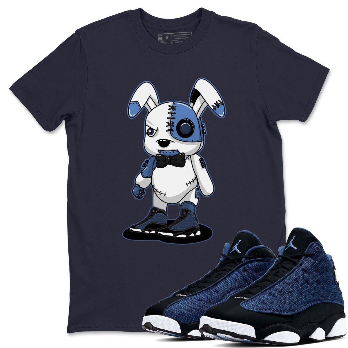 Jordan 13 Brave Blue Sneaker Matching T-Shirt Cyborg Bunny Sneaker Tees Jordan 13 Brave Blue Sneaker Release Tees Crew Neck Tees