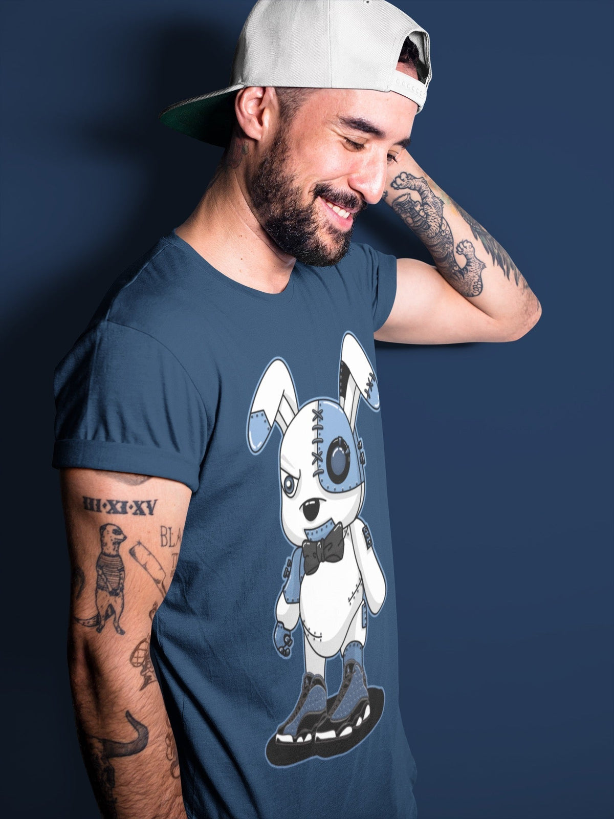 Jordan 13 Brave Blue Sneaker Matching T-Shirt Cyborg Bunny Sneaker Tees Jordan 13 Brave Blue Sneaker Release Tees Crew Neck Tees
