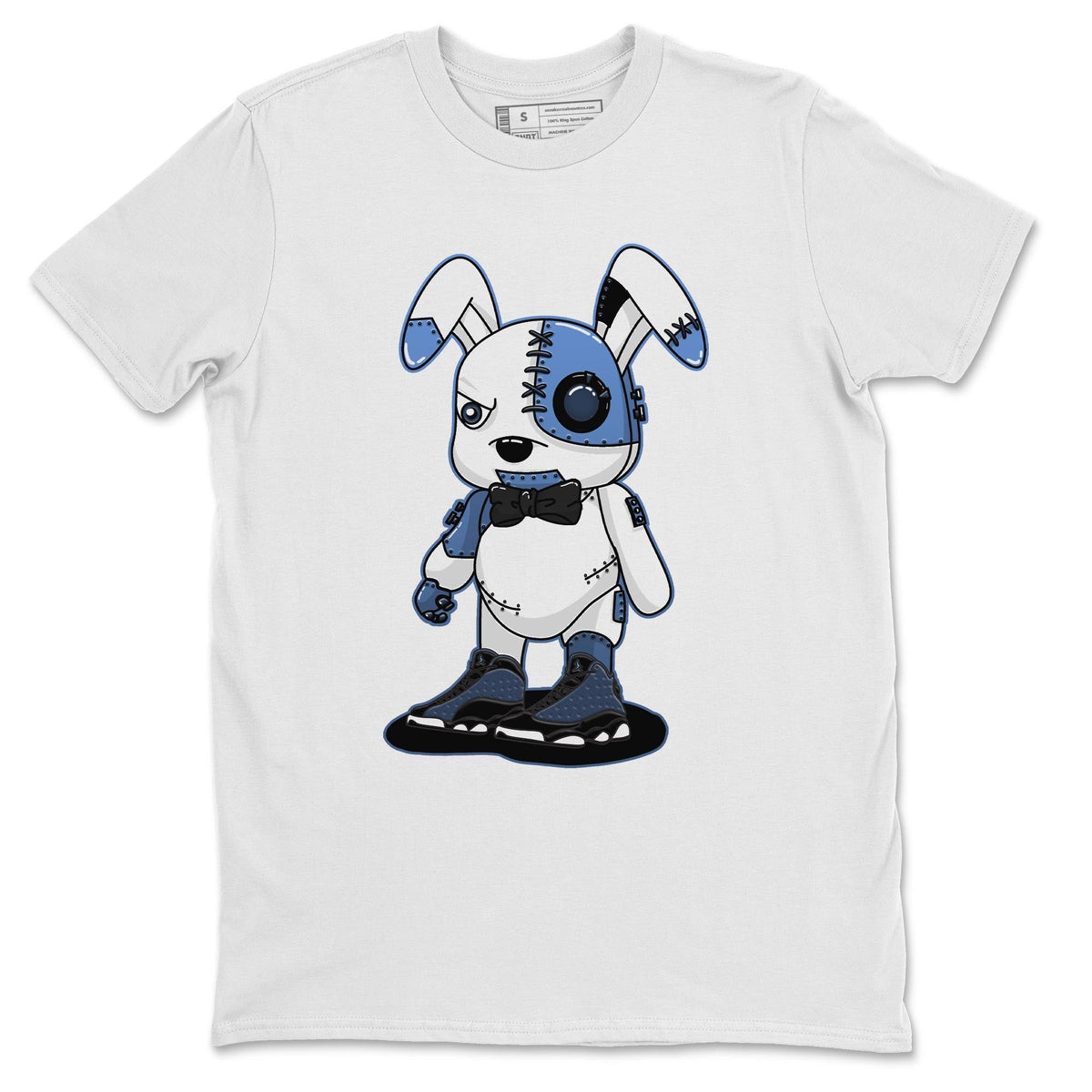 Jordan 13 Brave Blue Sneaker Matching T-Shirt Cyborg Bunny Sneaker Tees Jordan 13 Brave Blue Sneaker Release Tees Crew Neck Tees