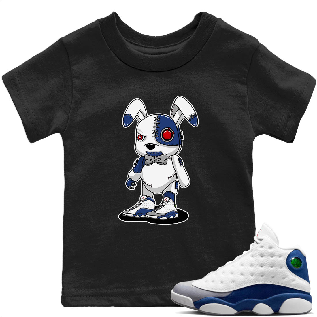 Jordan 13 French Blue Sneaker Matching T-Shirt Cyborg Bunny Sneaker Tees Jordan 13 French Blue Sneaker Release Tees Kids Shirts