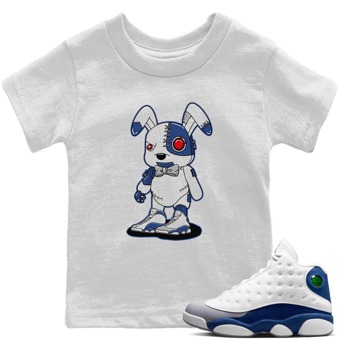 Jordan 13 French Blue Sneaker Matching T-Shirt Cyborg Bunny Sneaker Tees Jordan 13 French Blue Sneaker Release Tees Kids Shirts