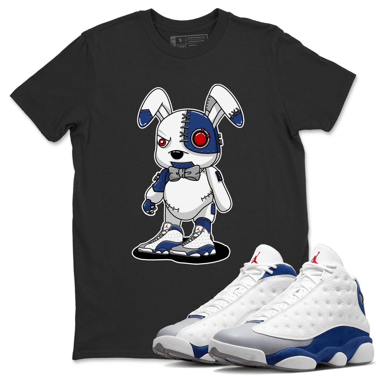 Jordan 13 French Blue Sneaker Matching T-Shirt Cyborg Bunny Sneaker Tees Jordan 13 French Blue Sneaker Release Tees Crew Neck Tees