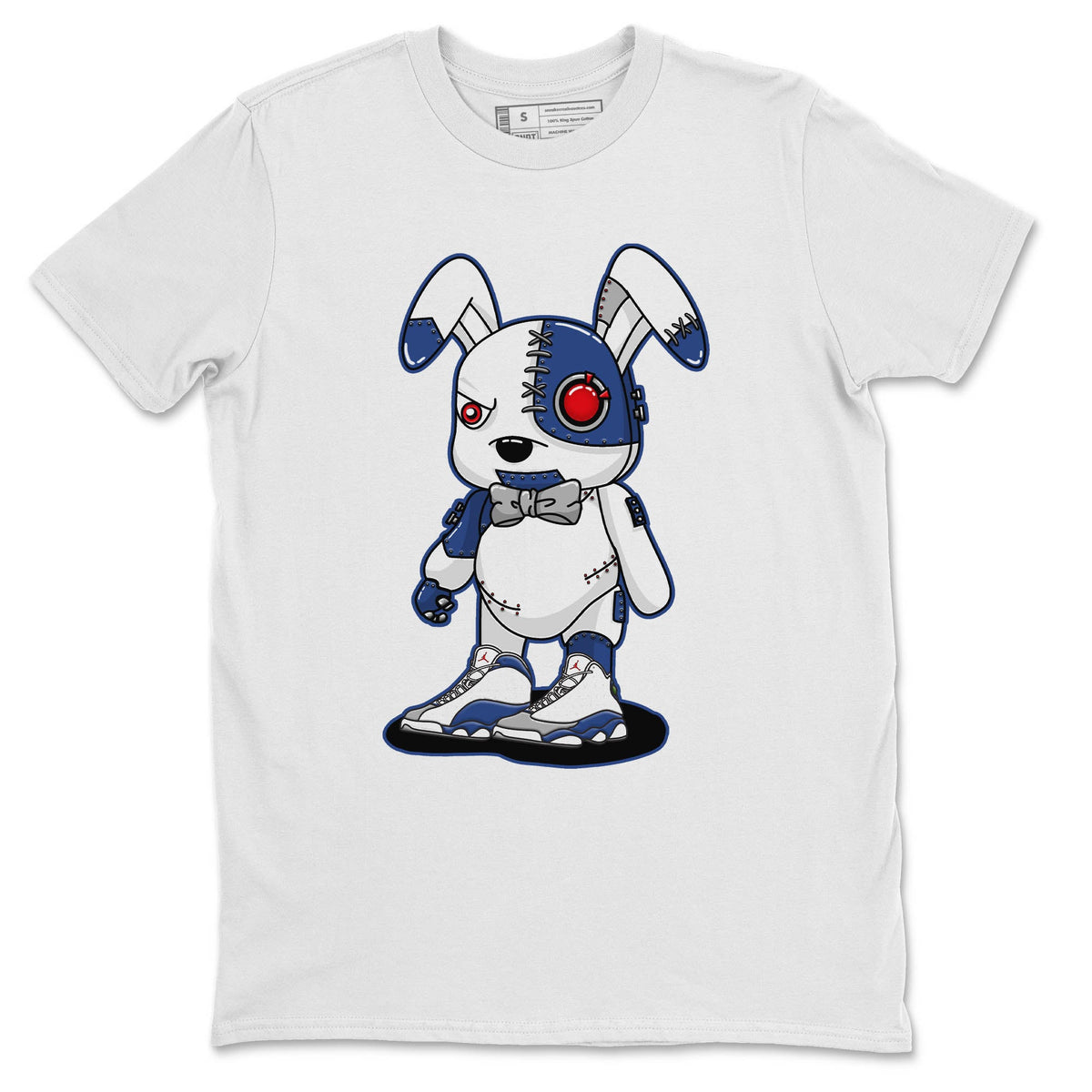 Jordan 13 French Blue Sneaker Matching T-Shirt Cyborg Bunny Sneaker Tees Jordan 13 French Blue Sneaker Release Tees Crew Neck Tees