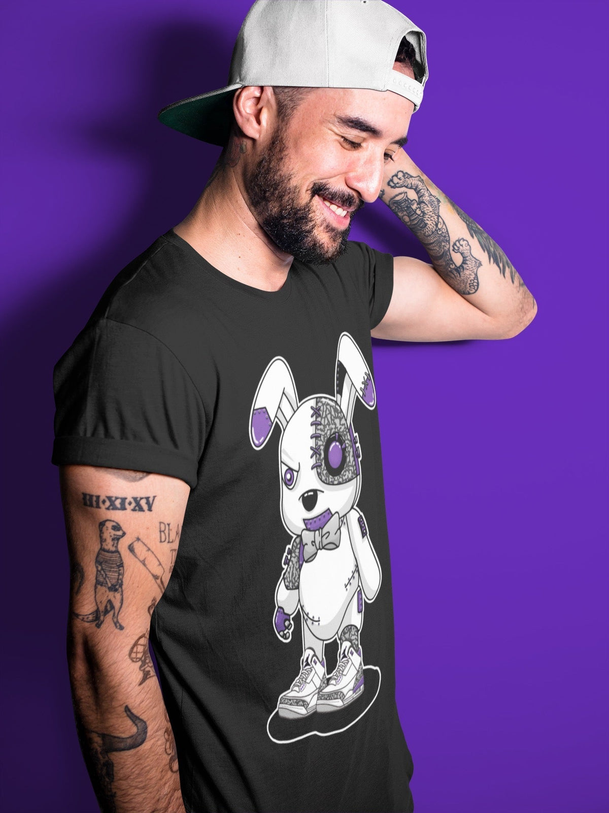 Jordan 3 Dark Iris Sneaker Matching T-Shirt Cyborg Bunny Sneaker Tees Jordan 3 Dark Iris Sneaker Release Tees Crew Neck Tees