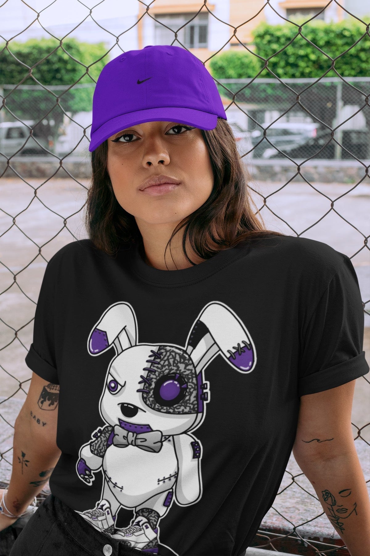 Jordan 3 Dark Iris Sneaker Matching T-Shirt Cyborg Bunny Sneaker Tees Jordan 3 Dark Iris Sneaker Release Tees Crew Neck Tees