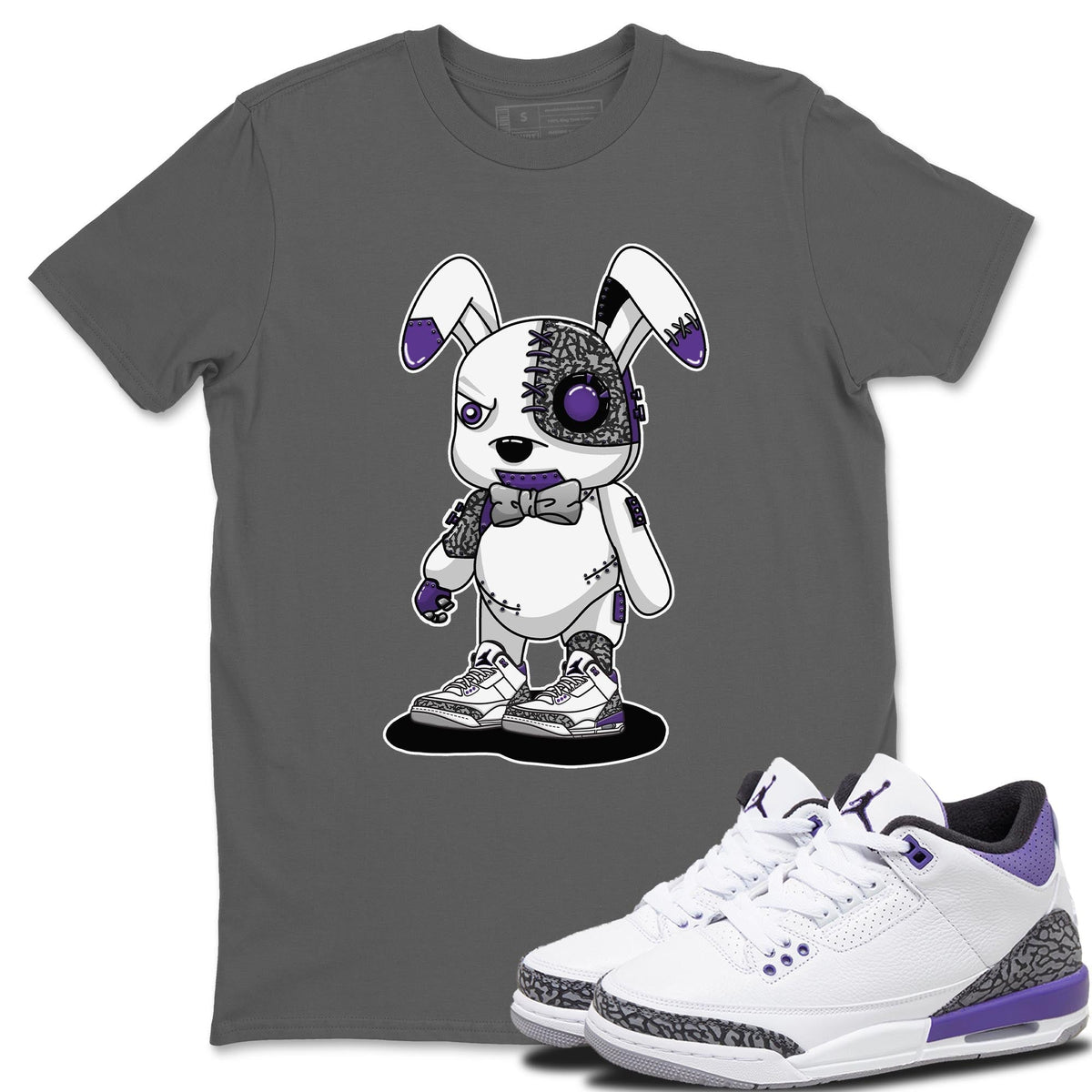 Jordan 3 Dark Iris Sneaker Matching T-Shirt Cyborg Bunny Sneaker Tees Jordan 3 Dark Iris Sneaker Release Tees Crew Neck Tees