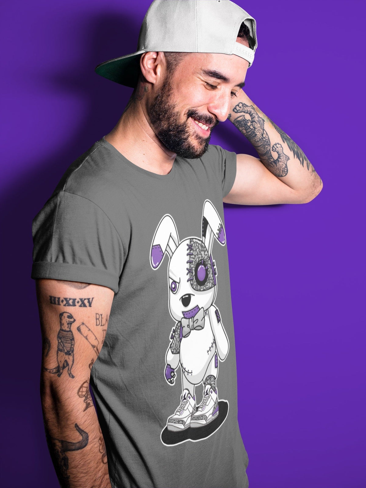 Jordan 3 Dark Iris Sneaker Matching T-Shirt Cyborg Bunny Sneaker Tees Jordan 3 Dark Iris Sneaker Release Tees Crew Neck Tees