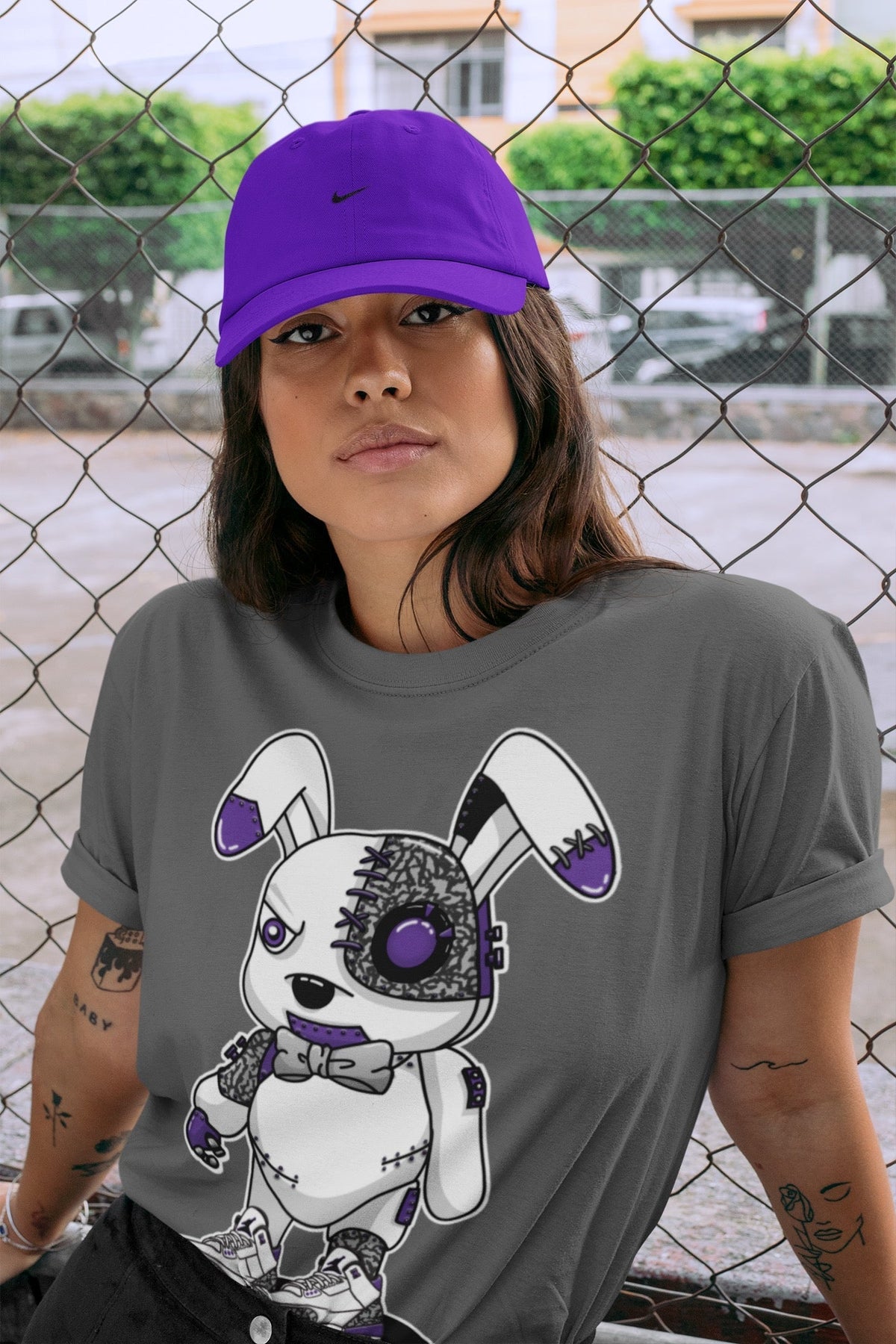 Jordan 3 Dark Iris Sneaker Matching T-Shirt Cyborg Bunny Sneaker Tees Jordan 3 Dark Iris Sneaker Release Tees Crew Neck Tees