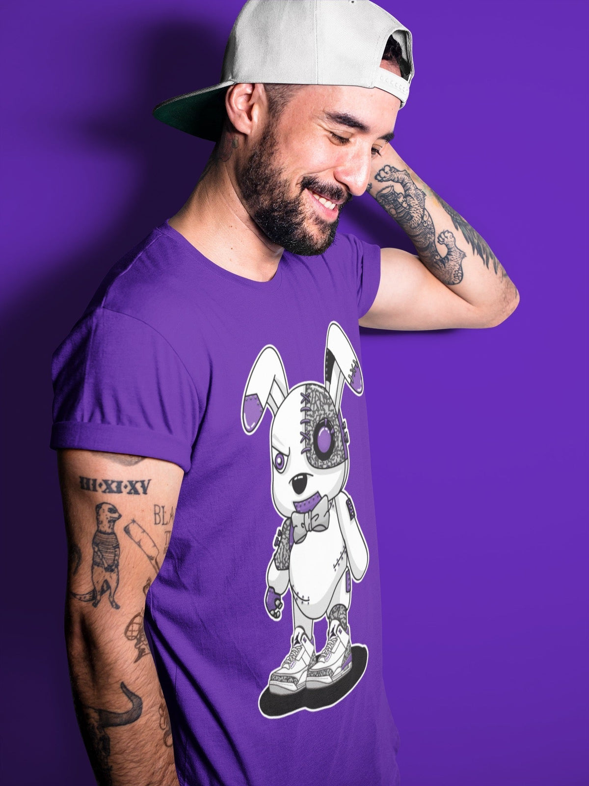 Jordan 3 Dark Iris Sneaker Matching T-Shirt Cyborg Bunny Sneaker Tees Jordan 3 Dark Iris Sneaker Release Tees Crew Neck Tees