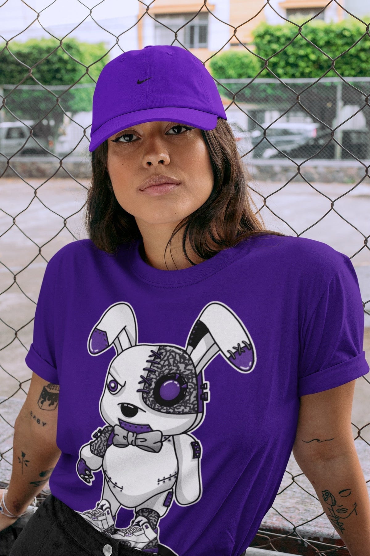 Jordan 3 Dark Iris Sneaker Matching T-Shirt Cyborg Bunny Sneaker Tees Jordan 3 Dark Iris Sneaker Release Tees Crew Neck Tees