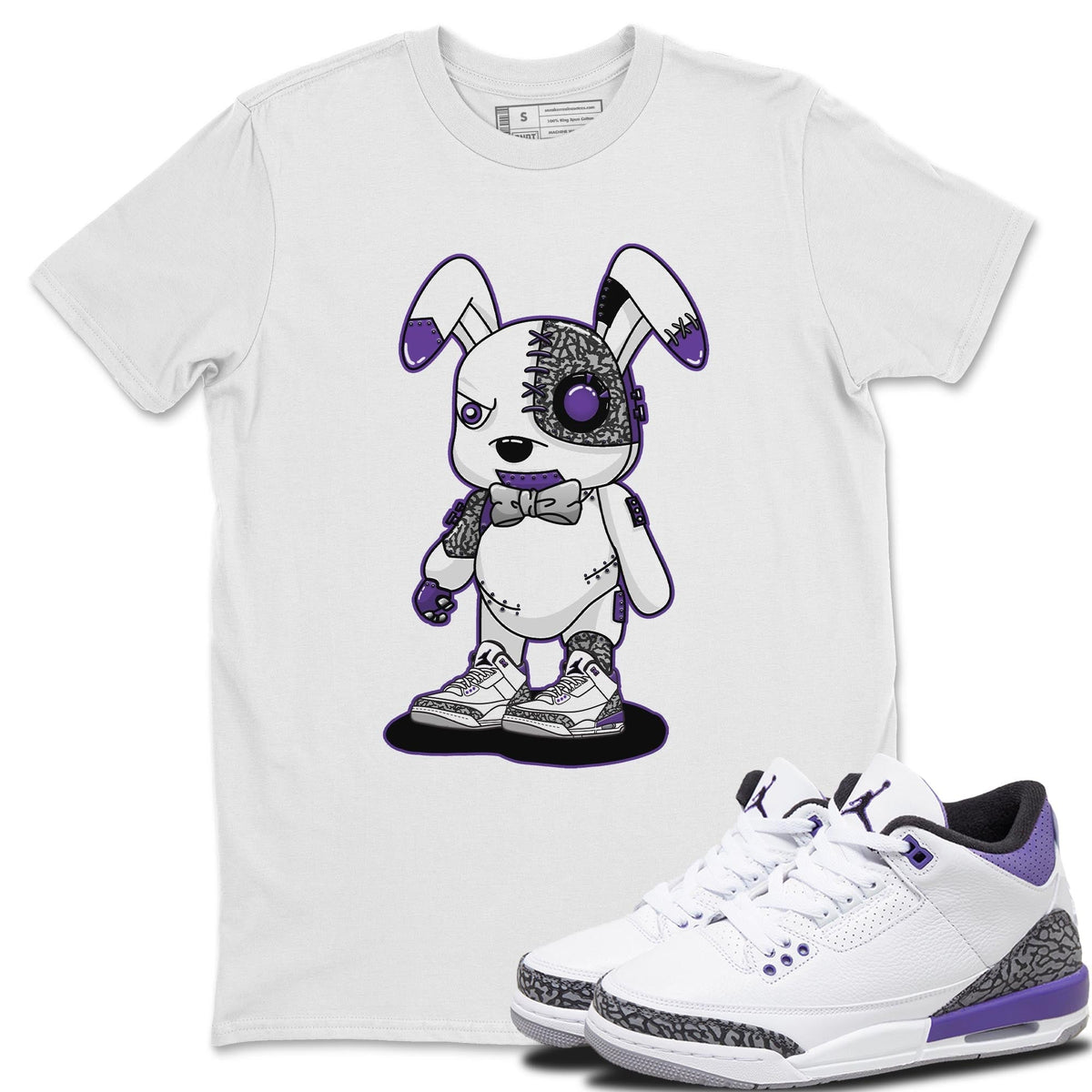 Jordan 3 Dark Iris Sneaker Matching T-Shirt Cyborg Bunny Sneaker Tees Jordan 3 Dark Iris Sneaker Release Tees Crew Neck Tees