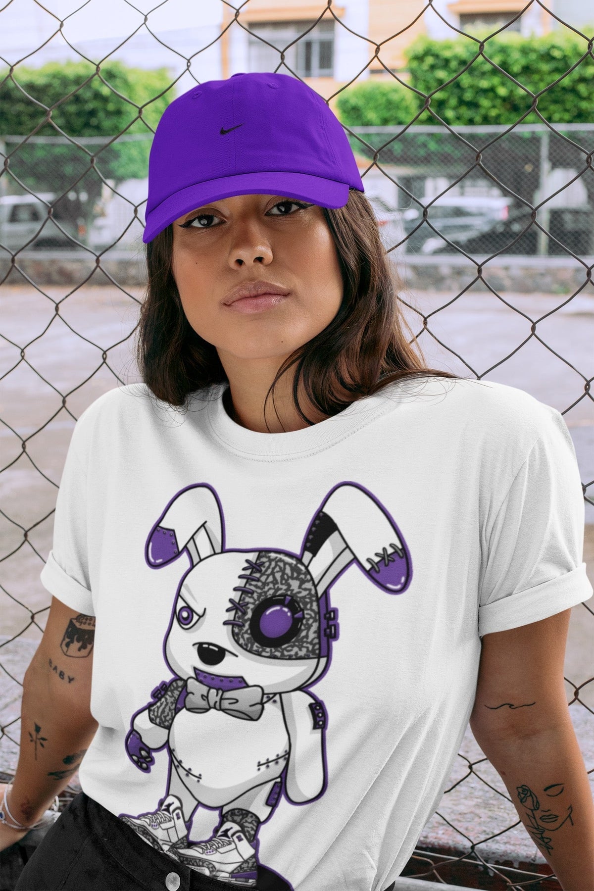 Jordan 3 Dark Iris Sneaker Matching T-Shirt Cyborg Bunny Sneaker Tees Jordan 3 Dark Iris Sneaker Release Tees Crew Neck Tees
