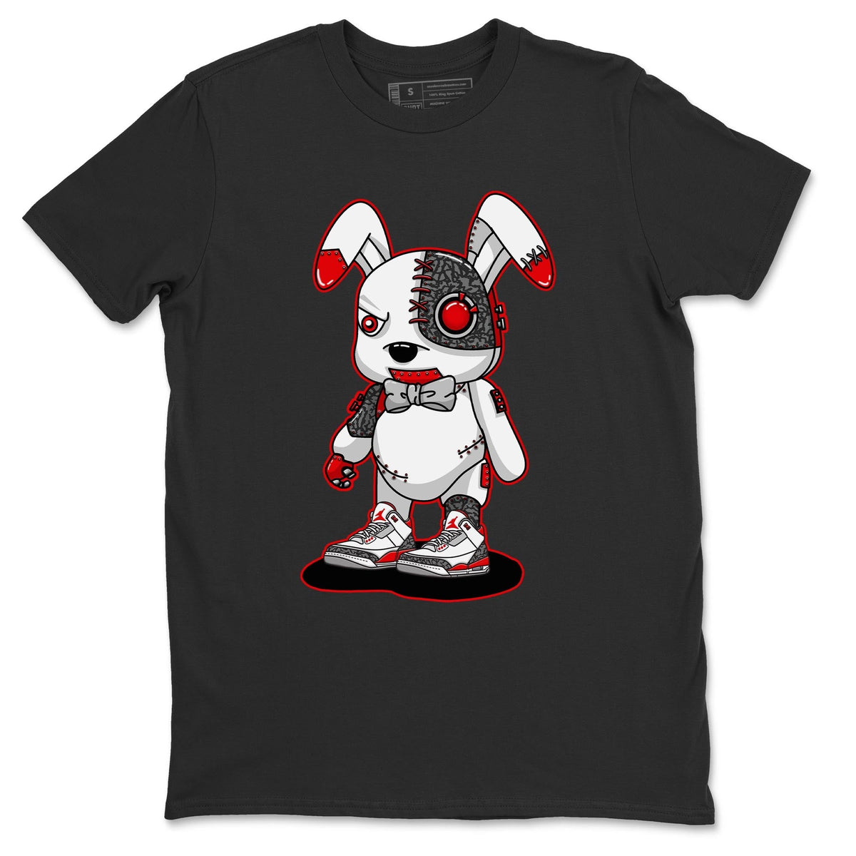 Jordan 3 Fire Red Sneaker Matching T-Shirt Cyborg Bunny Sneaker Tees Jordan 3 Fire Red Sneaker Release Tees Crew Neck Tees
